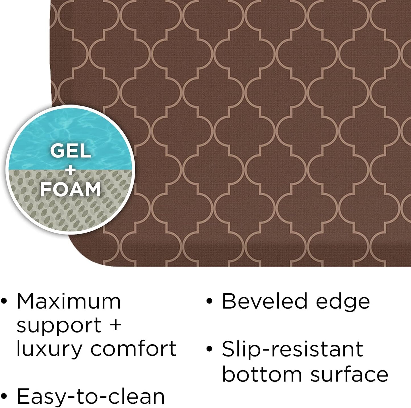 GelPro Elite Premier Anti-Fatigue Kitchen Comfort Floor Mat, 20x36", Lattice Java Stain Resistant Surface with therapeutic gel and energy-return foam for health & wellness