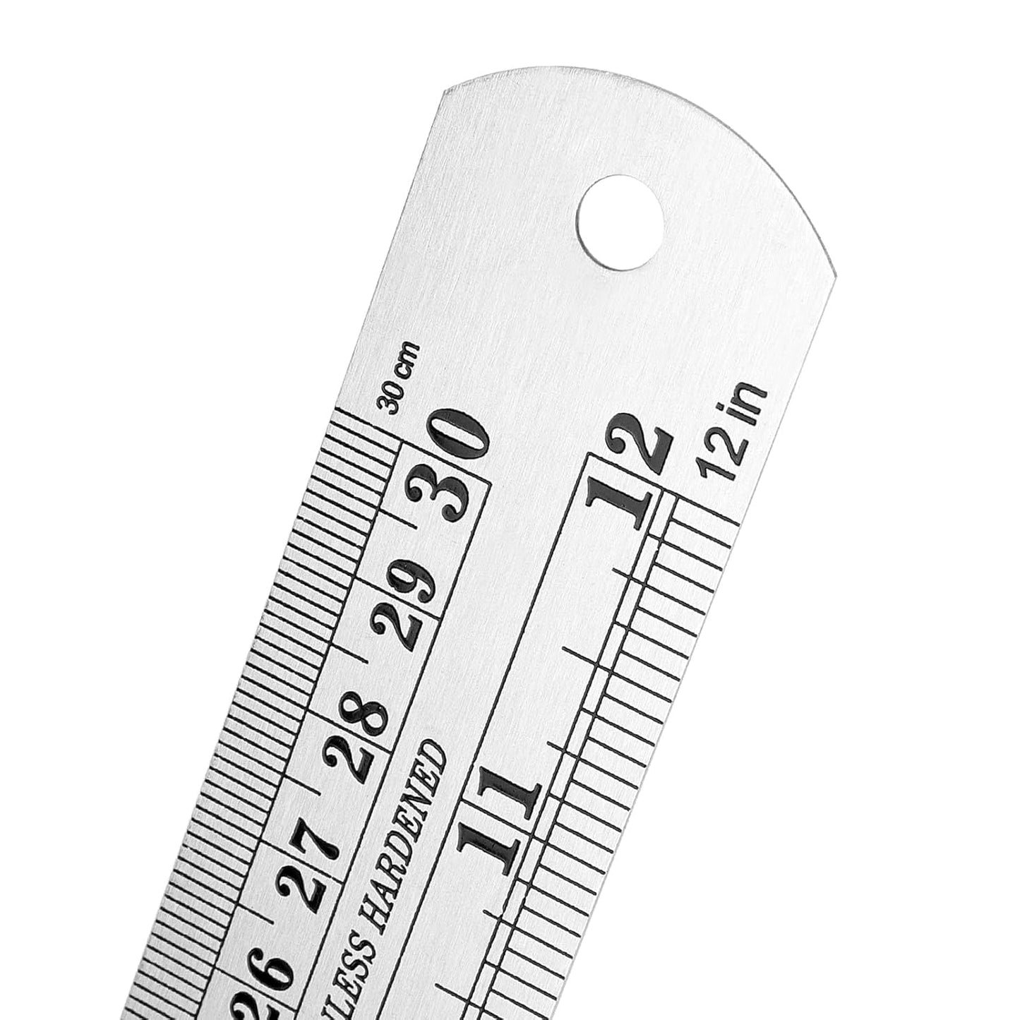 30 Pack 12 Inch Stainless Steel Ruler, Metal Straight Edge Rulers with Inches and Centimeters Precision Measuring Metal Ruler