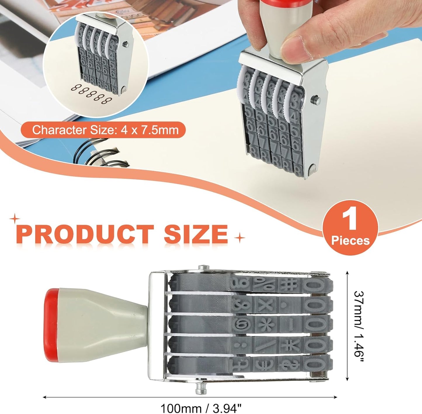 PATIKIL 5 Digit Number Roller Stamp, Adjustable Rubber Stamp Changeable Numerical Symbol Office Date for Business Creative Price Tag