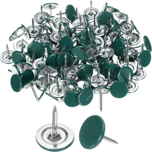 uxcell 150Pcs Upholstery Tacks, 11mmx13mm Flat Head Thumb Tack Decorative Furniture Nails Push Pins for Furniture Sofa Headboards, Green