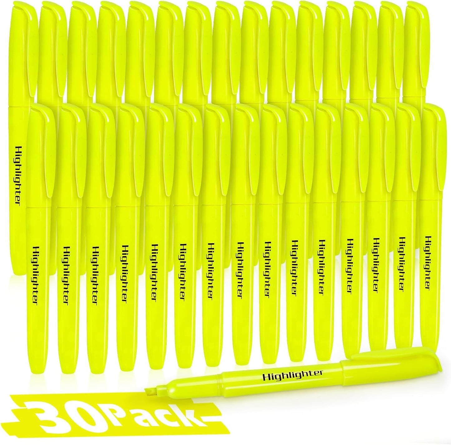 Duchong 30 Yellow Highlighters, Chisel Tip Dry-Quickly Highlighter Markers, Highlighter Bright Colors for Adult Kids, Office Classroom Must Have, School Supplies for Teachers