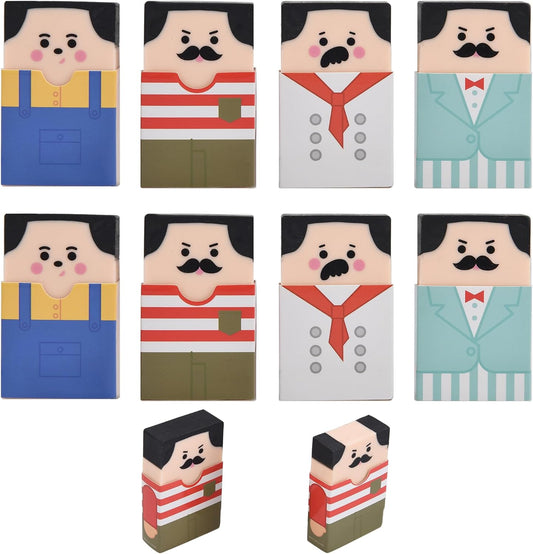 8Pcs Bald Guy Erasers, Erasers That Go Bald, Rub Get Bald Head Erasers, Fun Balding Man Erasers for School Classroom Rewards Party Favors