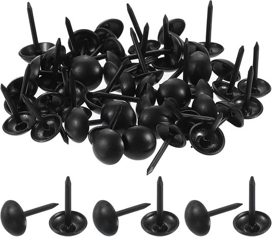 uxcell 50 Pcs Upholstery Tacks, 7 x 13mm Round Head Upholstery Nails Pins Vintage Decorative Furniture Tacks for Chairs Sofas Beds DIY Project, Black