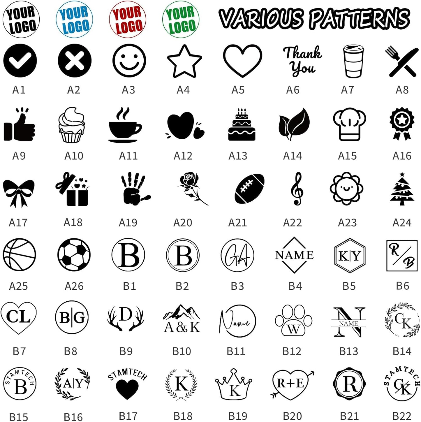 Custom Loyalty Card Stamp Self Inking & Refillable 4 Ink Color Options Upload Your Logo 12mm Personalized Mini Stamp for Coffee Cards, Reward Programs, Journals