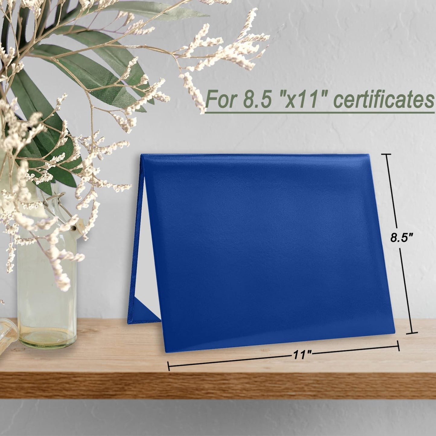 Diploma Cover 8.5x11 Inch, Graduation Certificate Holder - Elegant Faux Leather Folder for Graduation, Wedding Officiant, Award Certificates,Refillable,Royal Blue-1 Pack