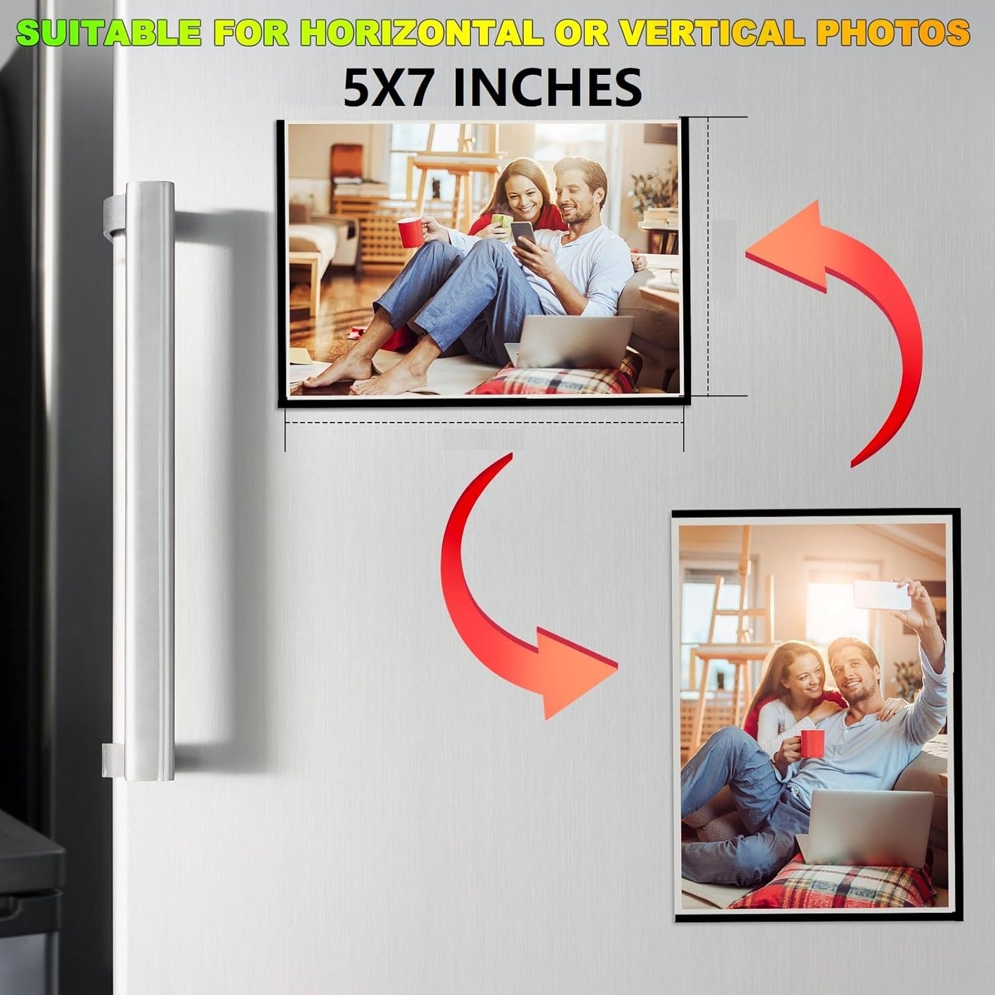 5X7 Magnetic Picture Frame for Fridge-20 Pack,Black Magnets Photo Sleeves