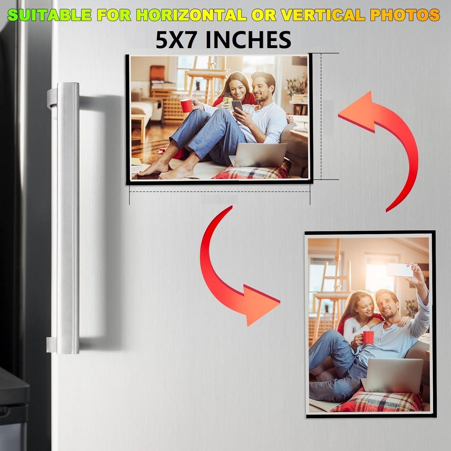 30 Pieces Magnetic Picture Frame for 5X7 Photos,Black Magnets Cards Holder for Fridge/Whiteboard/Lockers
