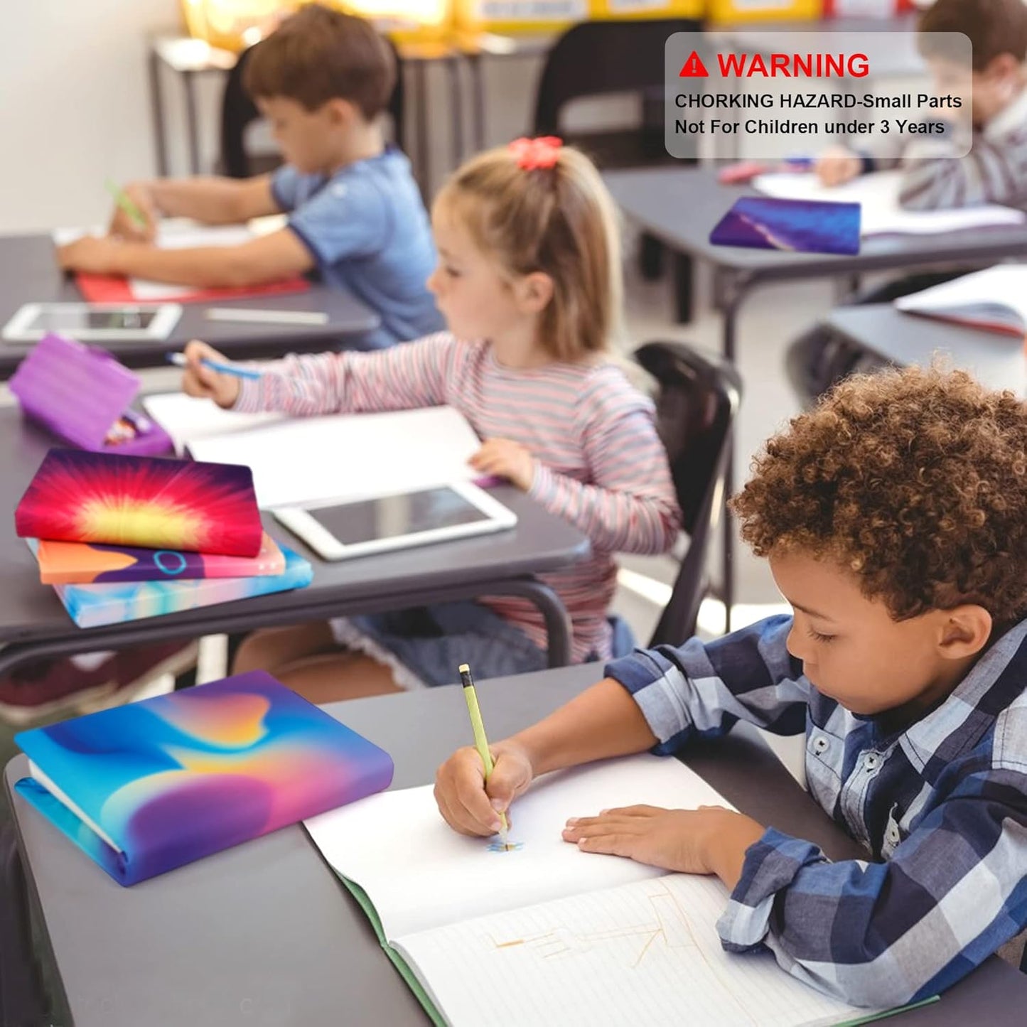 Feela 7 Pack Neon Pattern Jumbo Fabric Book Covers, Washable Durable Reusable Nylon, Stretchable for Hardcover Textbooks & Notebooks up to 9'x11'