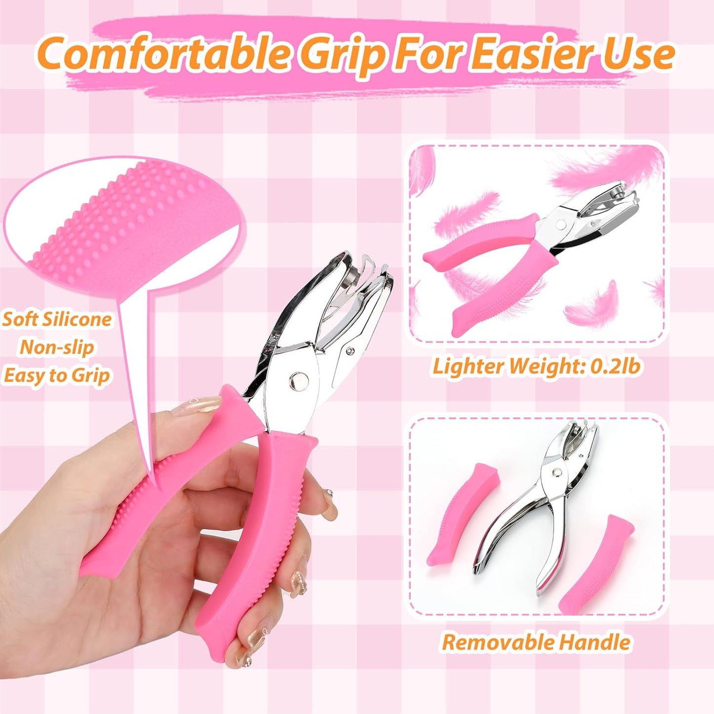 6-Pack Craft Hole Punchers Set - 1/4 Inch Hole Punch for Paper, Binder & Scrapbooking | Circle, Heart, Star, Triangle Shapes | Soft-Grip Handles, Auto Paper Chip Collector, Lightweight