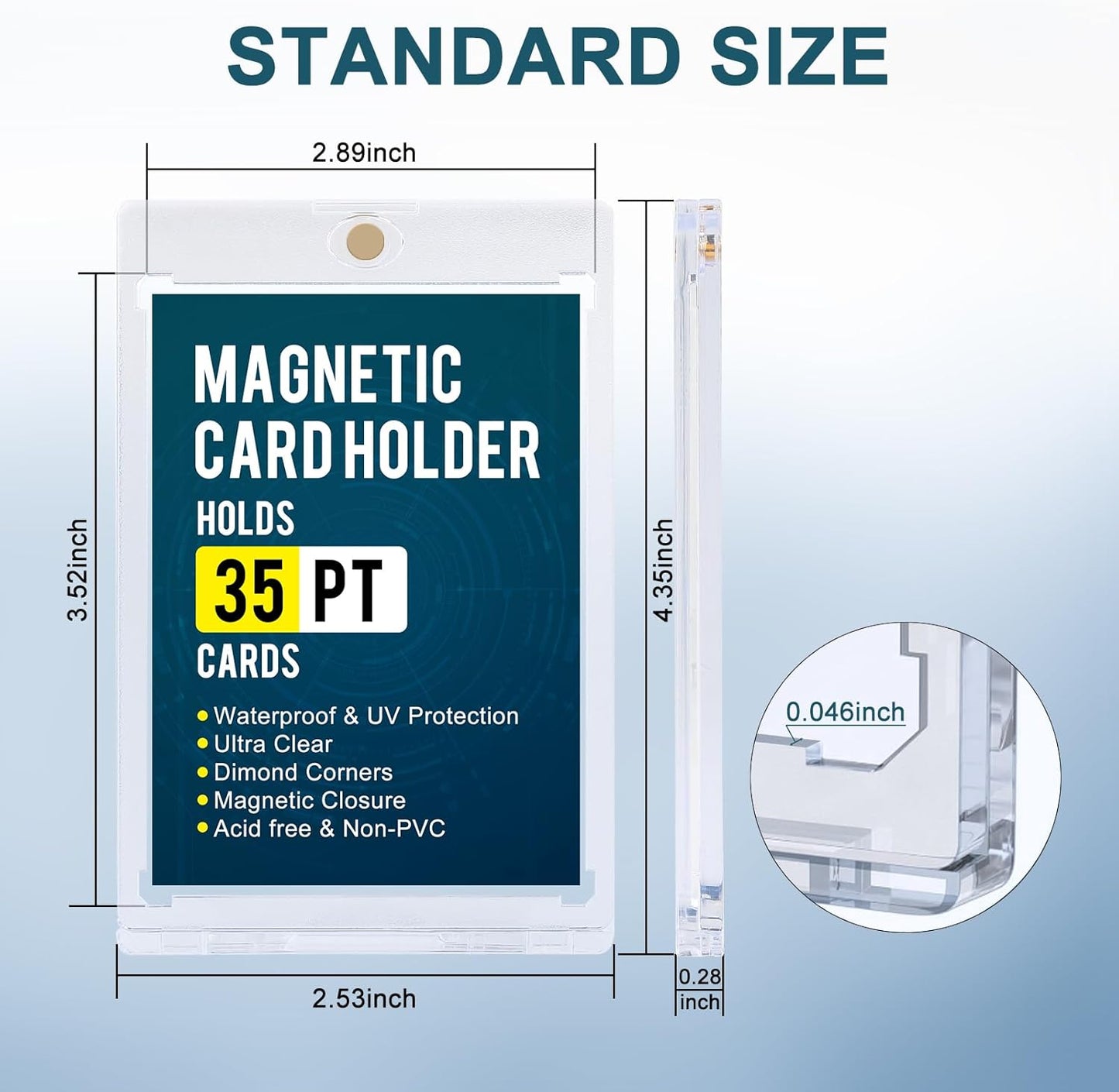 GEAoffice 75pc Magnetic Card Holder for Trading Cards, 35pt UV Protection One Card Holder Touch with Display Stands, Ultra Clear Baseball Card Holder for MTG, Sports, Standard Cards