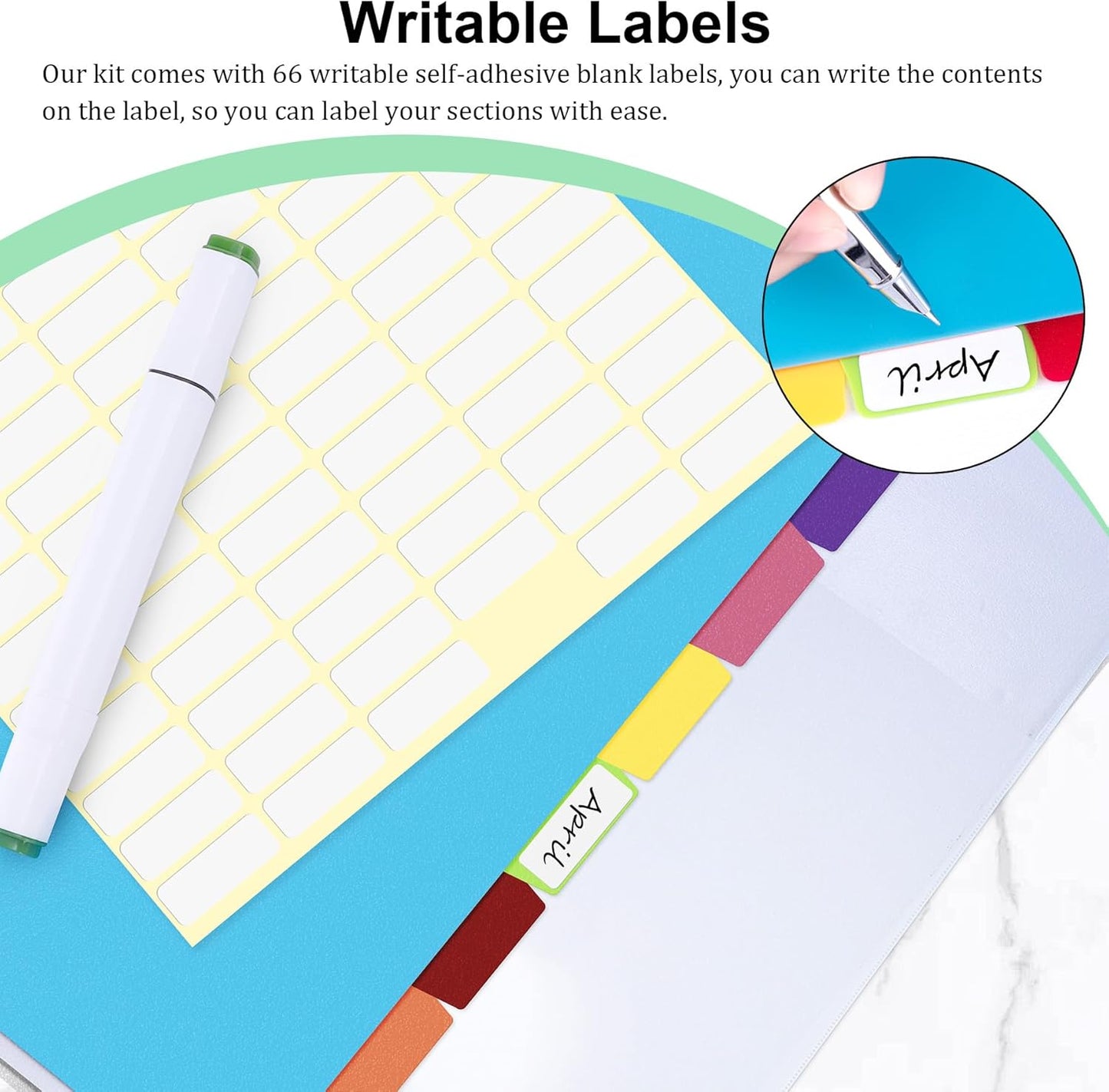 48PCS/6 Set Binder Dividers with Tabs, 8-Tab Dividers for 3 Ring Binder, 3-Hole Punched Letter Size Plastic 3 Ring Binder Dividers for School Office Home Document Organizer, Multicolor