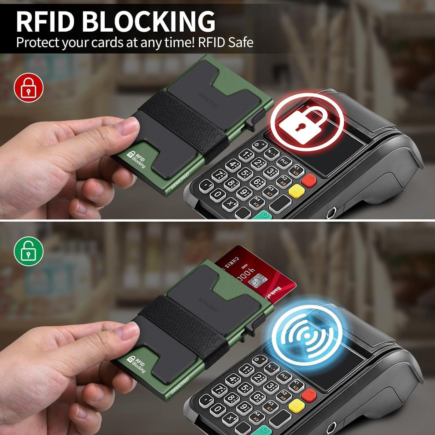 Slim Aluminum Card Holder Wallet - RFID Blocking Pop up Minimalist Wallet for Men | Front Pocket Smart Wallet Metal Card Case | Presents for Him