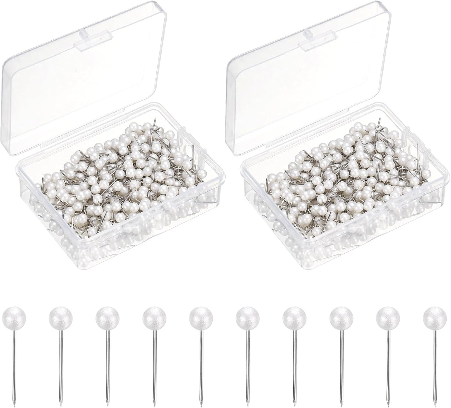 uxcell 800 Pcs Push Pins, Map Thumb Tacks 4mm Round Head Decorative Push Pins for Bulletin Board Home Office Travel Wall DIY Crafts Map Photo, Metallic White