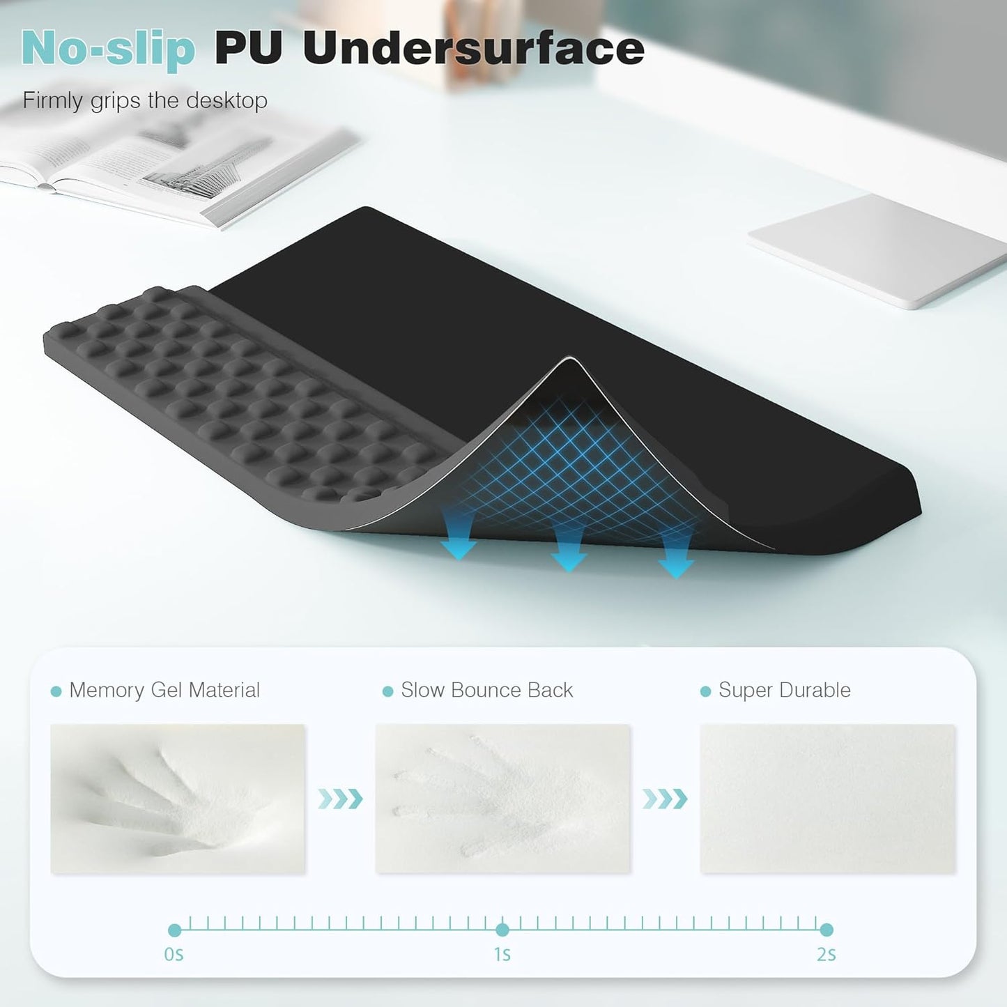 Ospelelf Keyboard Stand with Wrist Rest Comfortable Ergonomic Riser Holder Pad for Typing Black Gray