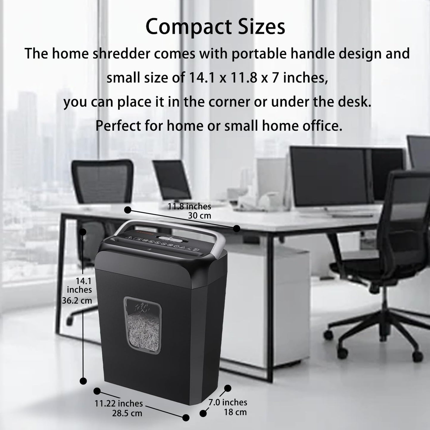 Bonsaii Paper Shredder for Home Office, 6-Sheet Cross-Cut, Shreds Paper, Credit Cards, Mail, Staples & Clips, 3.4-Gallon Clear Bin with Handle