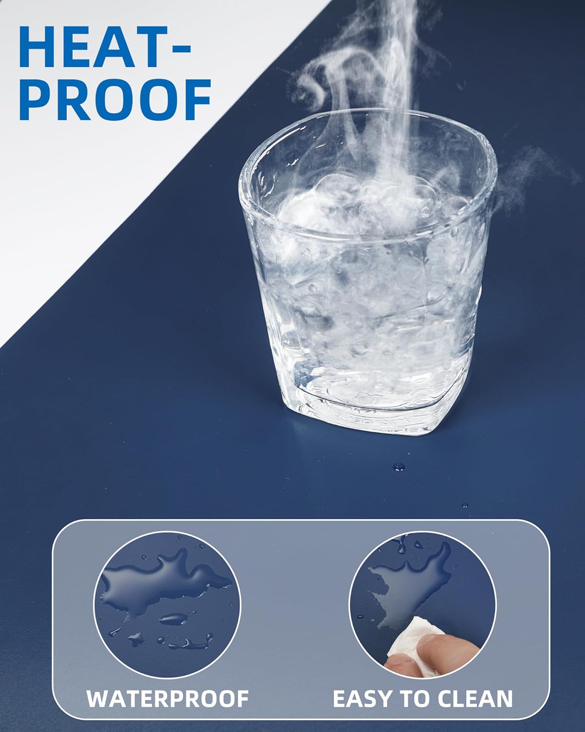 Leather Desk Pad Blotter,Mouse Pad,Office Desk Mat, Non-Slip PU Leather Desk mat,Large Desk mat,Waterproof Keyboard mat for Office/Home/Decor (Midnight Blue,35" x 17")