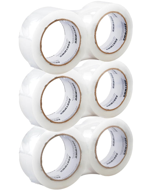 Clear Packing Tape, Heavy Duty Packaging Tape Designed for Moving, Packing, Shipping and Mailing, 1.88" x 63 yds, 6 Rolls