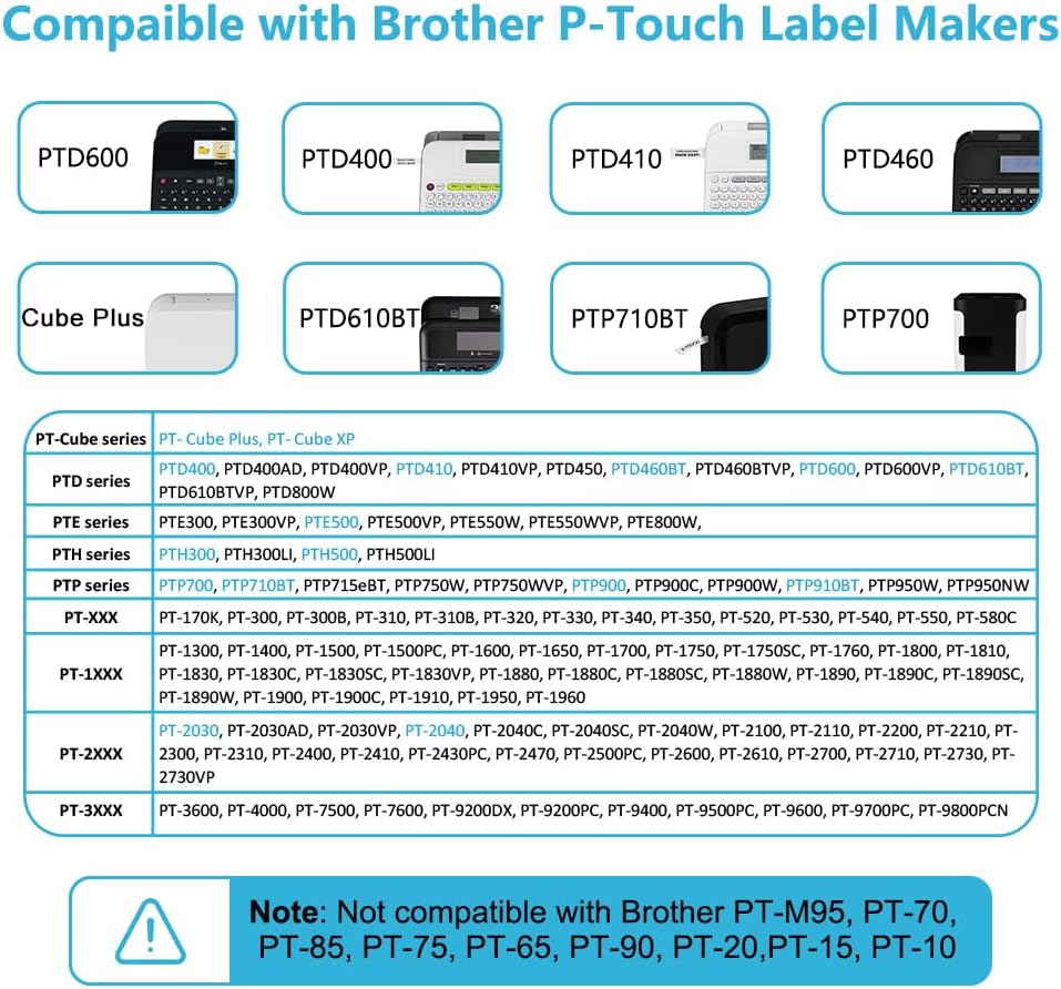 Hehua Compatible 4PK TZe TZ Tape 18mm 0.7 Laminated White Label Replacement for Brother Label Maker Tape TZe-241 TZe241 TZ-241 for P Touch PTD400 PTD600 PTP750W PT1880, 3/4 X 26.2ft, Black on White