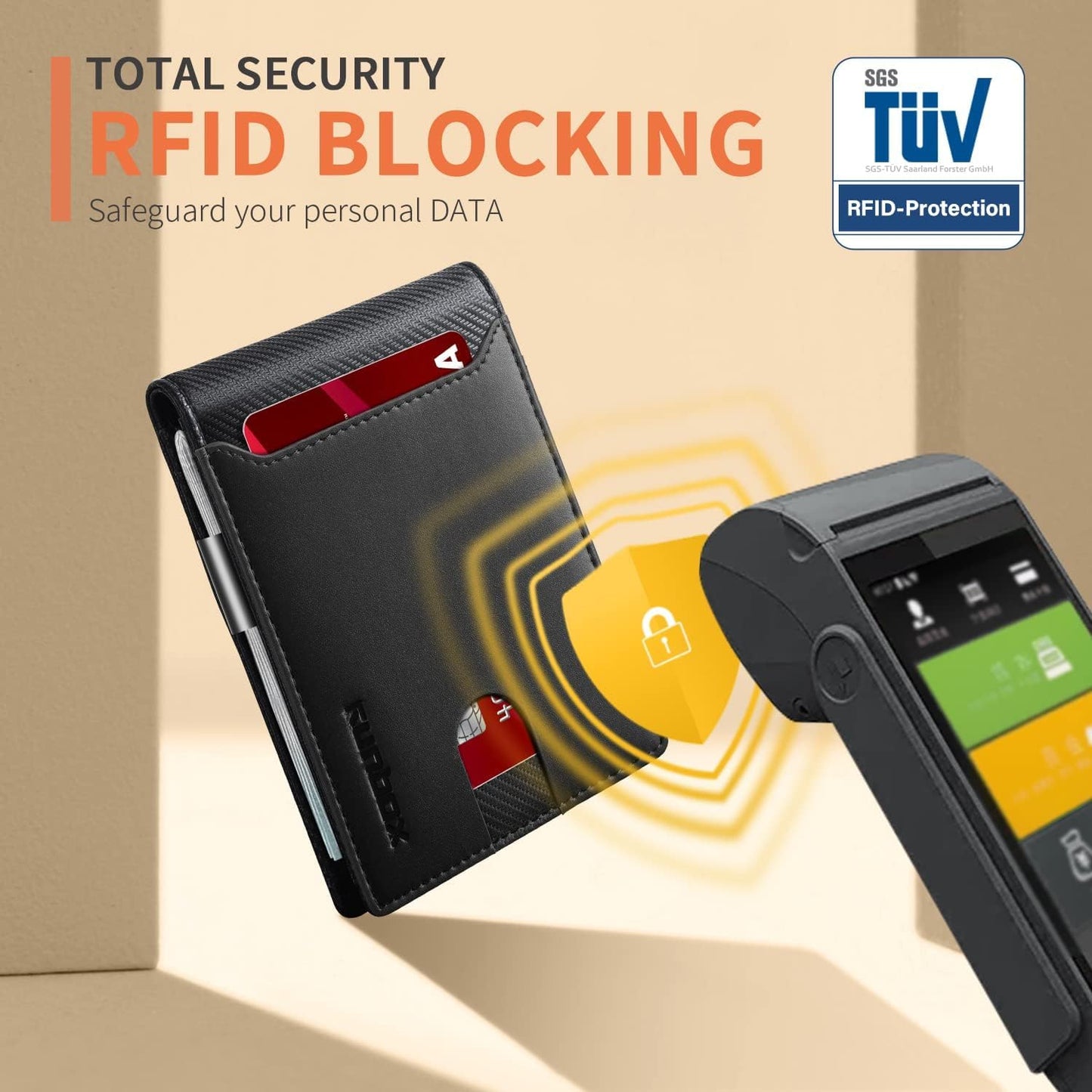 RUNBOX Slim Wallets for Men - Leather Money Clip Mens Wallet - RFID Blocking Front Pocket Bifold Wallet - Thin Credit Card Holder with Gift Box