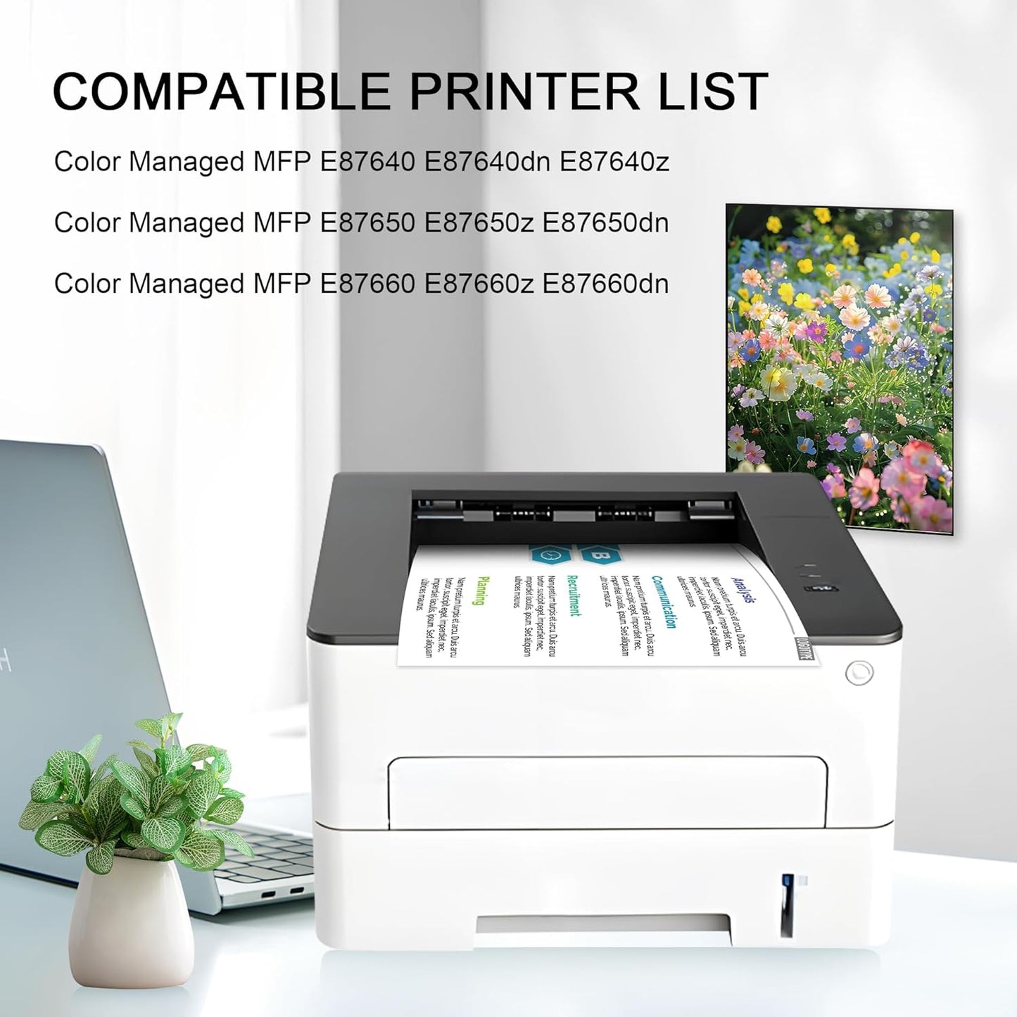 W9050MC W9051MC W9052MC W9053MC Compatible for W9050 Toner Cartridges Set, Works for Color Managed MFP E87640 E87650 E87660 E87640dn E87640z E87650z E87650dn Printers(4 Pack, BCMY)
