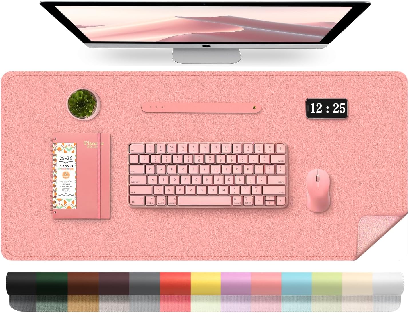 Leather Desk Pad Protector, Desk Mat, Large Mouse Pad, Non-Slip Desk Blotter, Office Laptop Desk Pad, PU Leather Desk Writing Pad for Office and Home (Sweet Pink, 31.5" x 15.7")