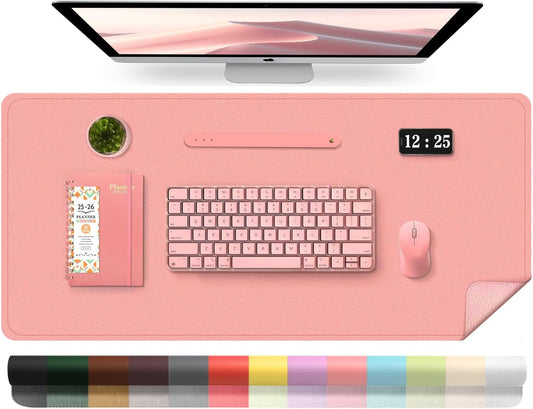 Leather Desk Pad Protector, Desk Mat, Large Mouse Pad, Non-Slip Desk Blotter, Office Laptop Desk Pad, PU Leather Desk Writing Pad for Office and Home (Sweet Pink, 31.5" x 15.7")