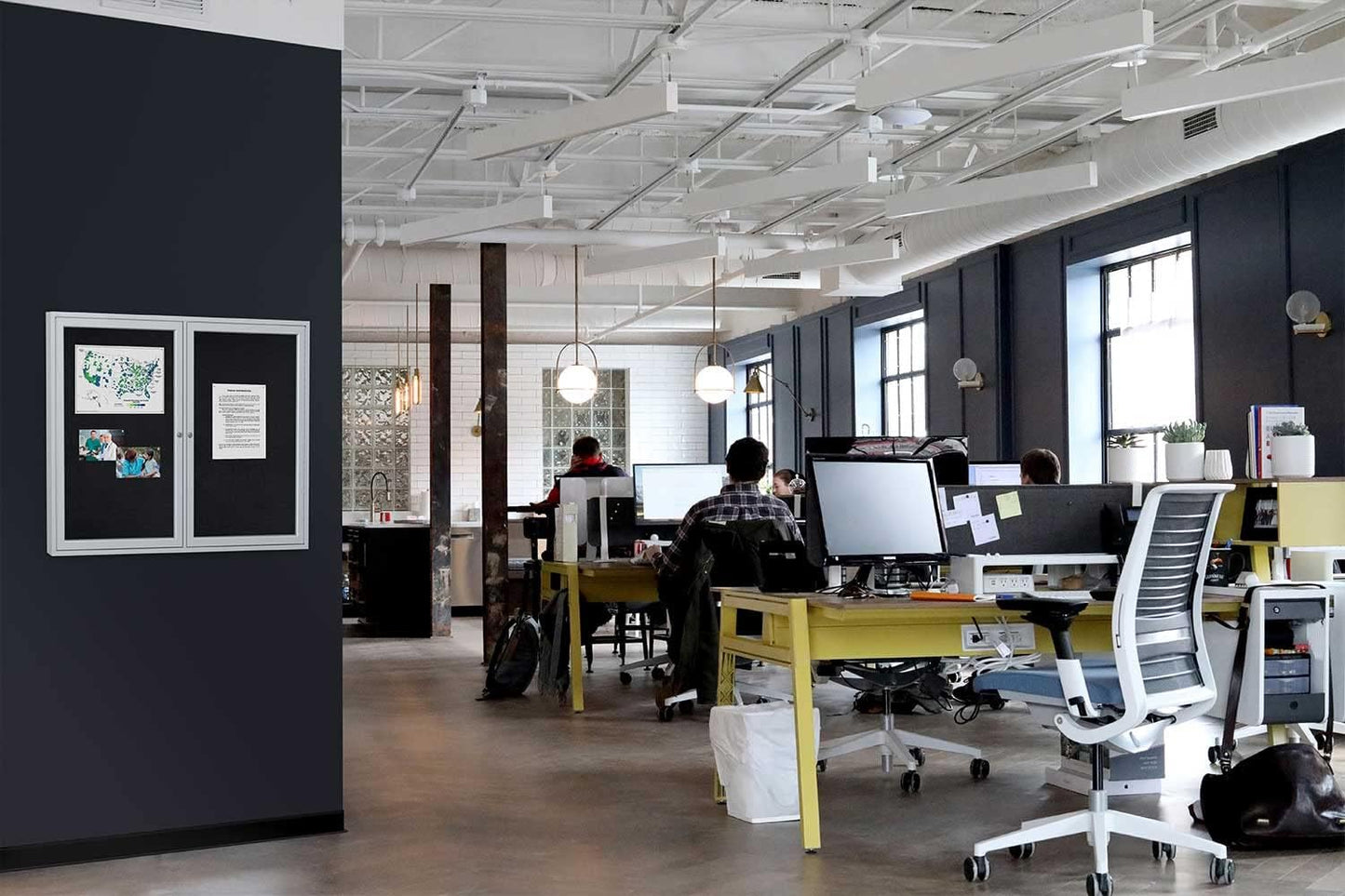 Ghent 36"x36" 1-Door indoor Enclosed Recycled Rubber Bulletin Board, Shatter Resistant, with Lock, Satin Aluminum Frame,Black (PA13636TR-BK) ,Made in the USA