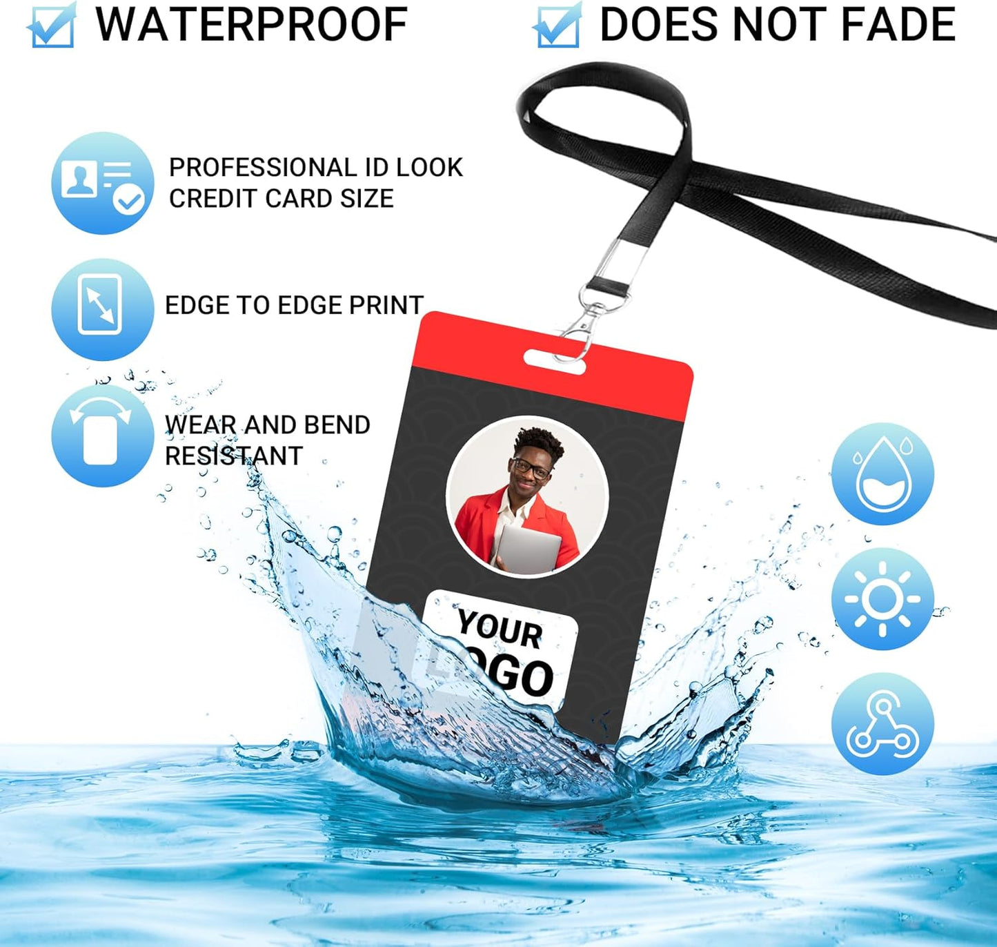 Custom Id Badge Custom Id Card Identification Badges Customizable Personalized Name Badge Customize Name Tag Photo Logo Employee Work Office Volunteer Customized Personal (Vertical-6)