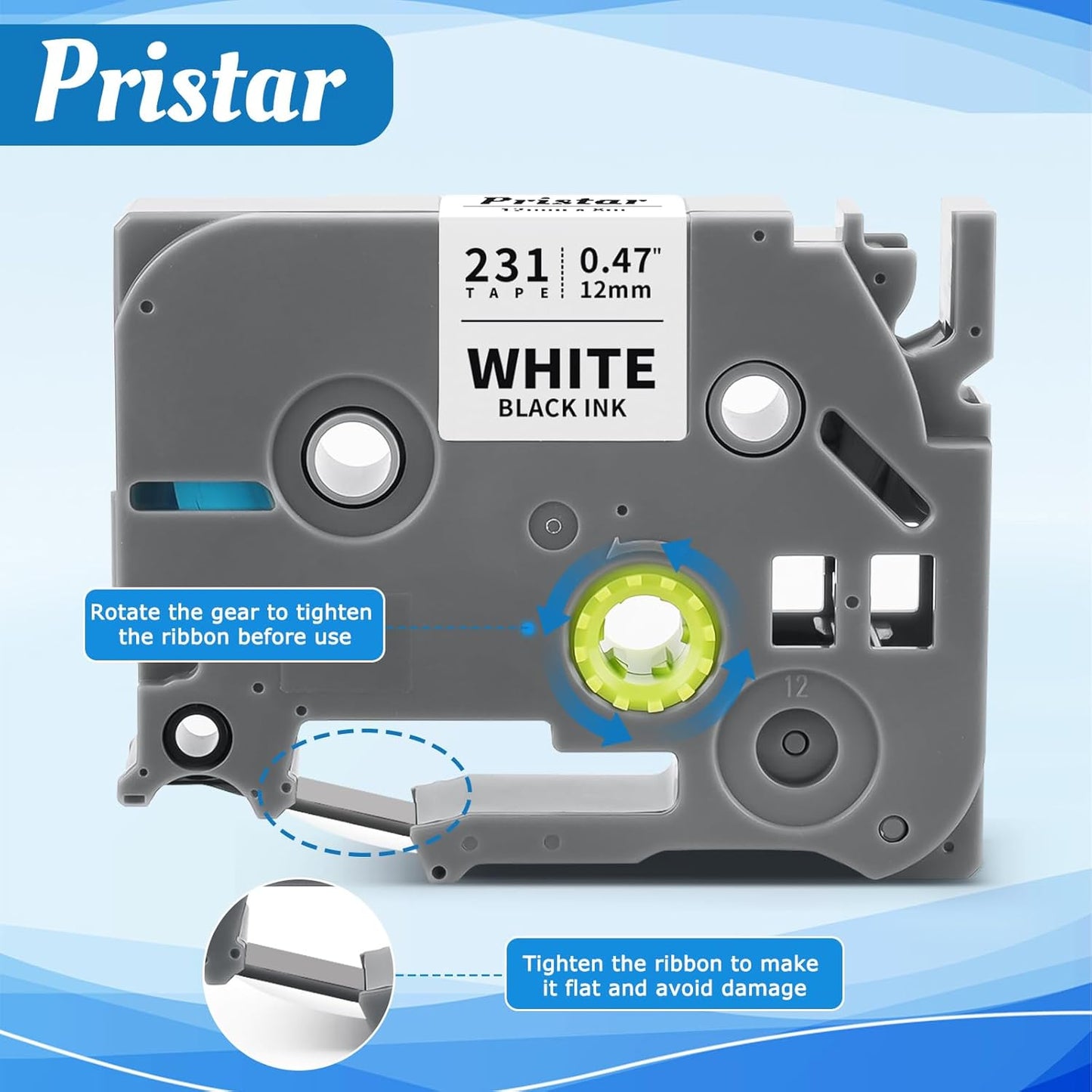 50x Replace for Brother 12mm 0.47 Laminated White TZ Tape, P Touch Label Tape Compatible with Brother Label Maker PTouch PTH210 PTD220 PTH110 PT-1280 PT-1880, Black on White, 1/2 Inch x 26.2 Feet