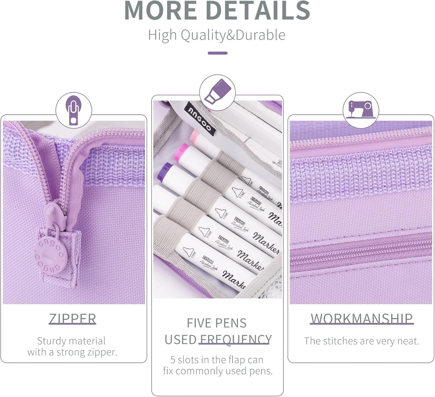 HVOMO Pencil Case Large Capacity Pencil Pouch Handheld Pen Bag Cosmetic Gift for Office School Teen Girl Boy Men Women Adult (Purple)