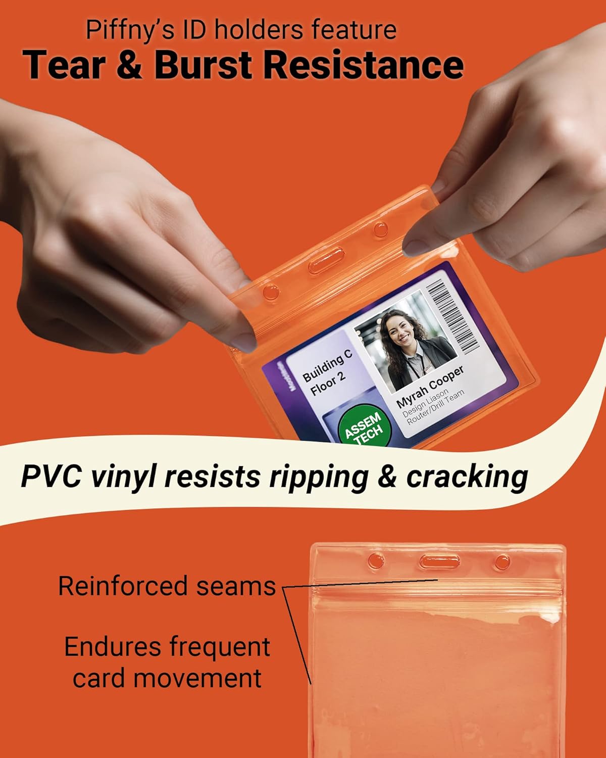 Clear ID Holder for Lanyard - ID Card Holder Waterproof (Inches, 3.5 x 2.25 Horizontal 100 Pack)