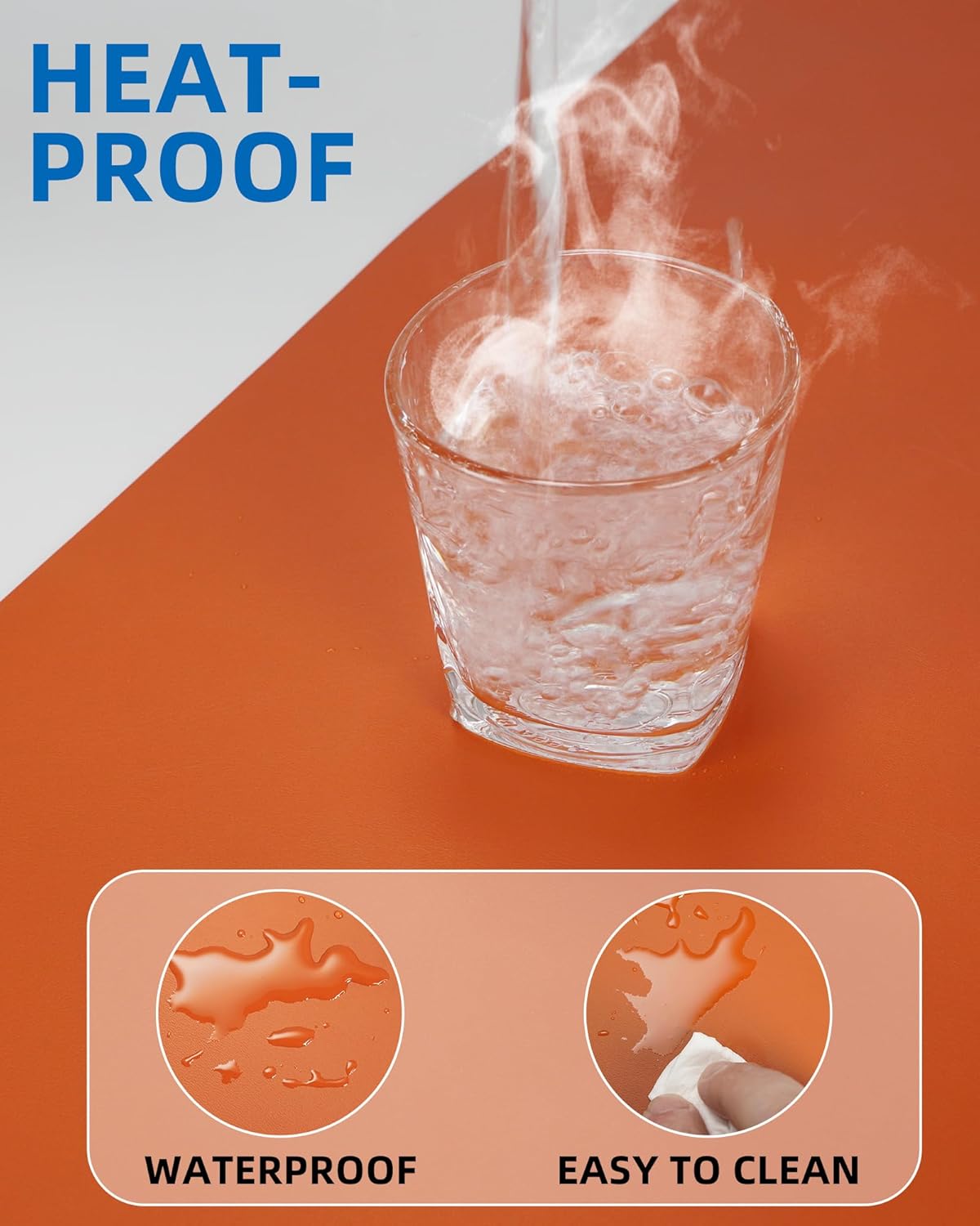 Leather Desk Pad Protector,Mouse Pad,Office Desk Mat, Non-Slip PU Leather Desk Blotter,Large Desk mat,Waterproof Keyboard mat for Office/Home/Decor (Orange,55" x 17")