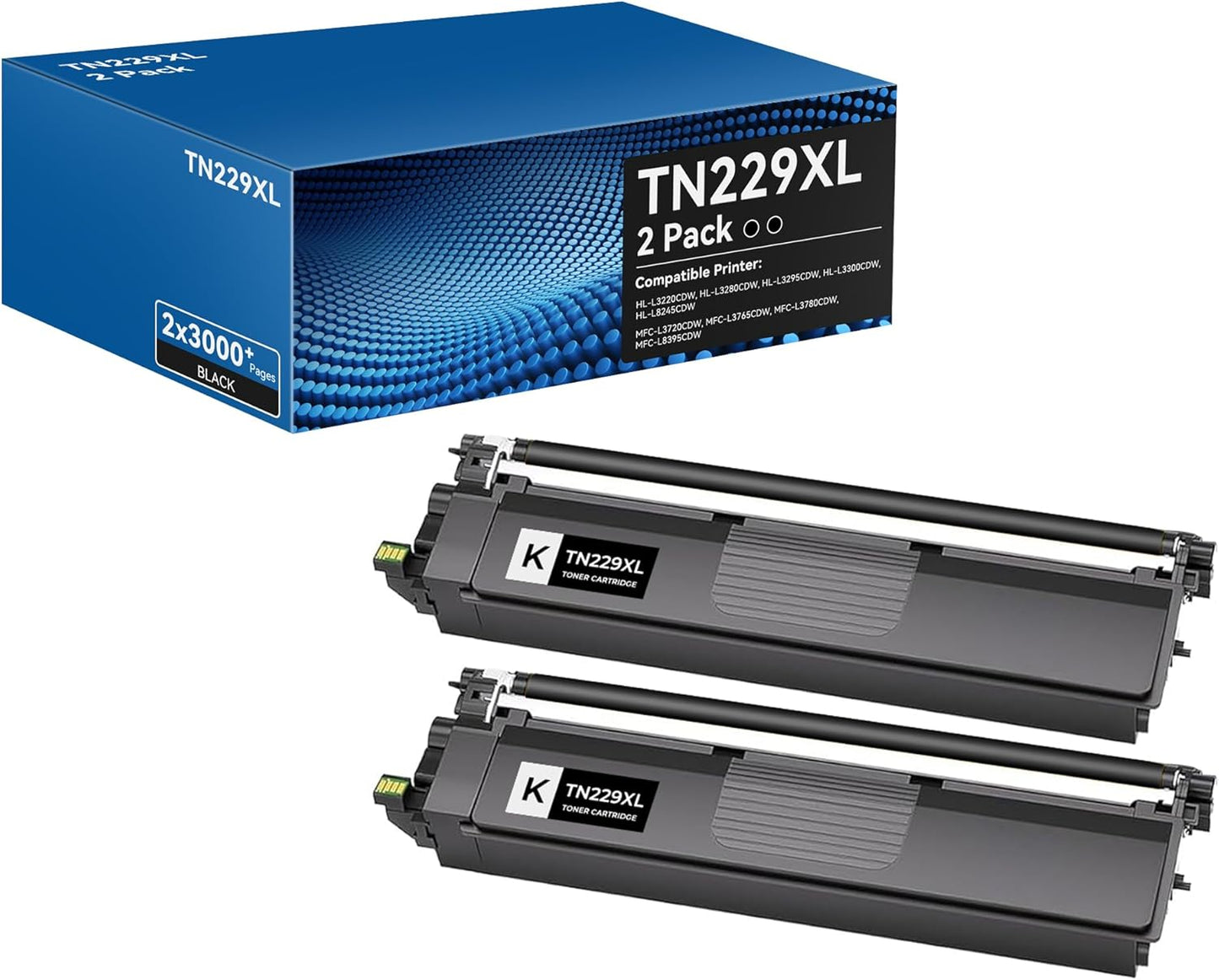 TN229XL Black Toner Cartridges High Yield Compatible for Brother TN229XL TN229 Toner Cartridges for Brother MFC-L3720CDW MFC-L3780CDW HL-L3280CDW HL-L3220CDW HL-L3300CDW HL-L3295CDW Printer(BK,2 Pack)