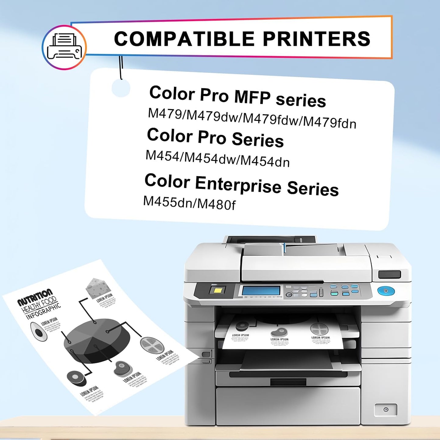 414A Black Toner Cartridges(with Chip) Compatible with 414A Toner Cartridges W2020A for Color Pro MFP M479fdw, M479fdn, M454dw, M454dn Series(2 Pack, Black)