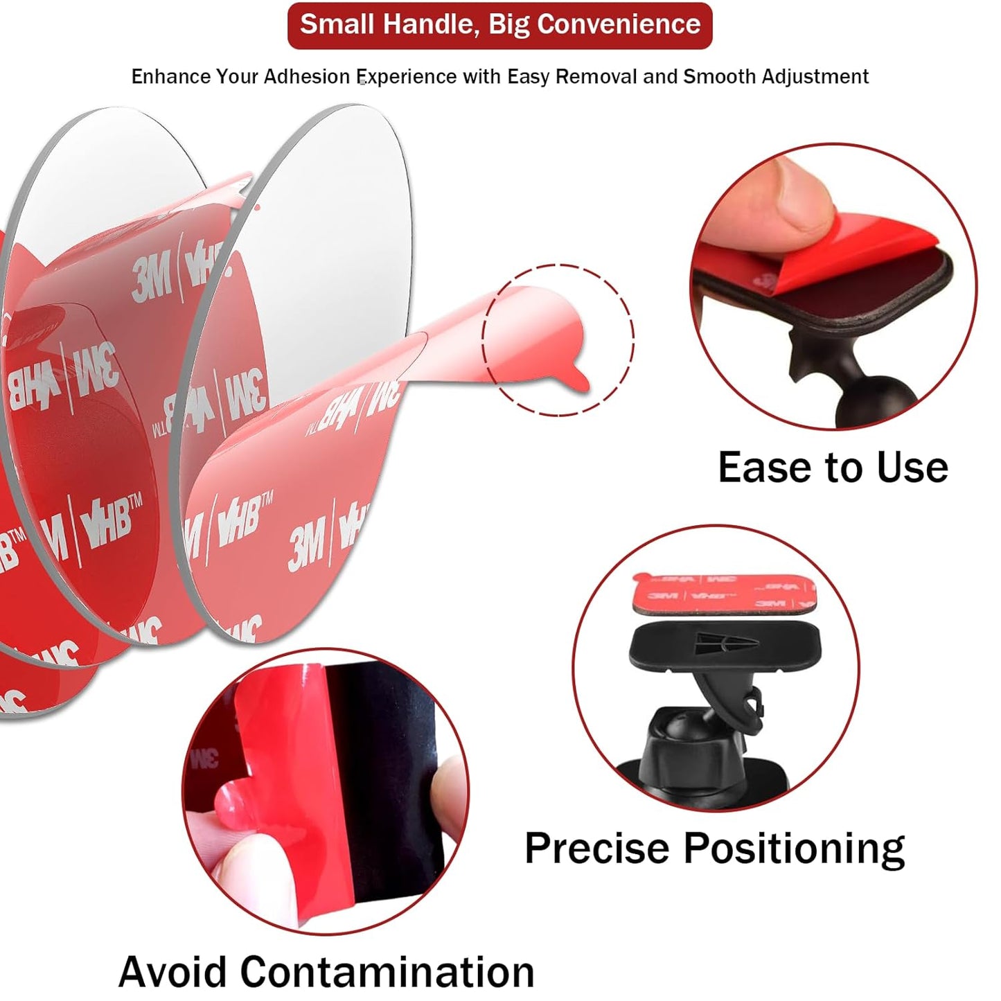 3M Double Sided Adhesive Dots Heavy Duty VHB 2" Diameter 0.02in Thick 20 PCS Clear 4905 Round Sticky Mounting Strong Adhesive Waterproof Foam Tape for Home Office Car Deco