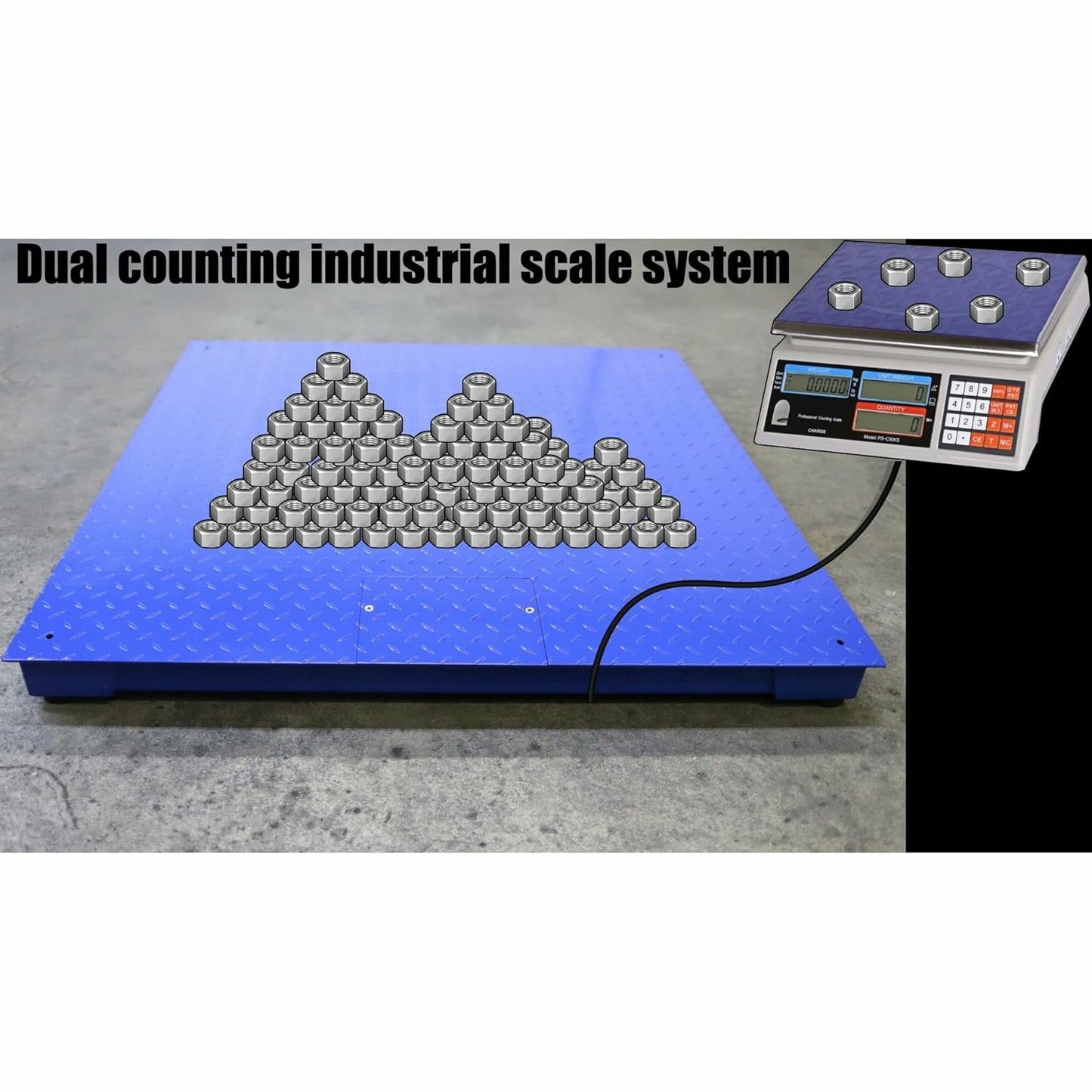 Liberty Scales LS-700-DC Dual Counting Smart Weighing Scale Systems, Size 36" x 36" (3' x 3') - C-Scale (13 lb x .0004 lb) / Floor Scale 2500 lb x .5 lb