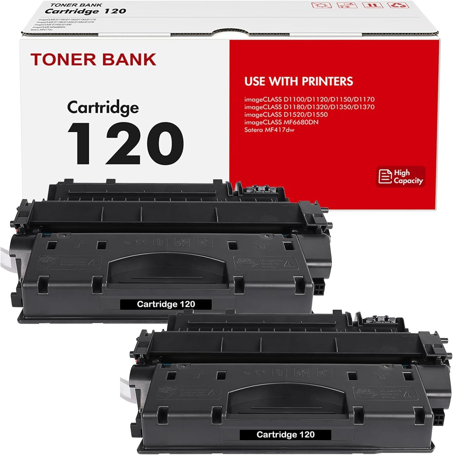 120 Toner Cartridge Black 2-Pack Compatible Replacement for Canon 120 CRG120 CRG-120 Toner Cartridge for imageCLASS D1120 D1550 D1150 D1320 D1350 D1520 D1370 D1180 D1170 MF6680 MF417 Printer