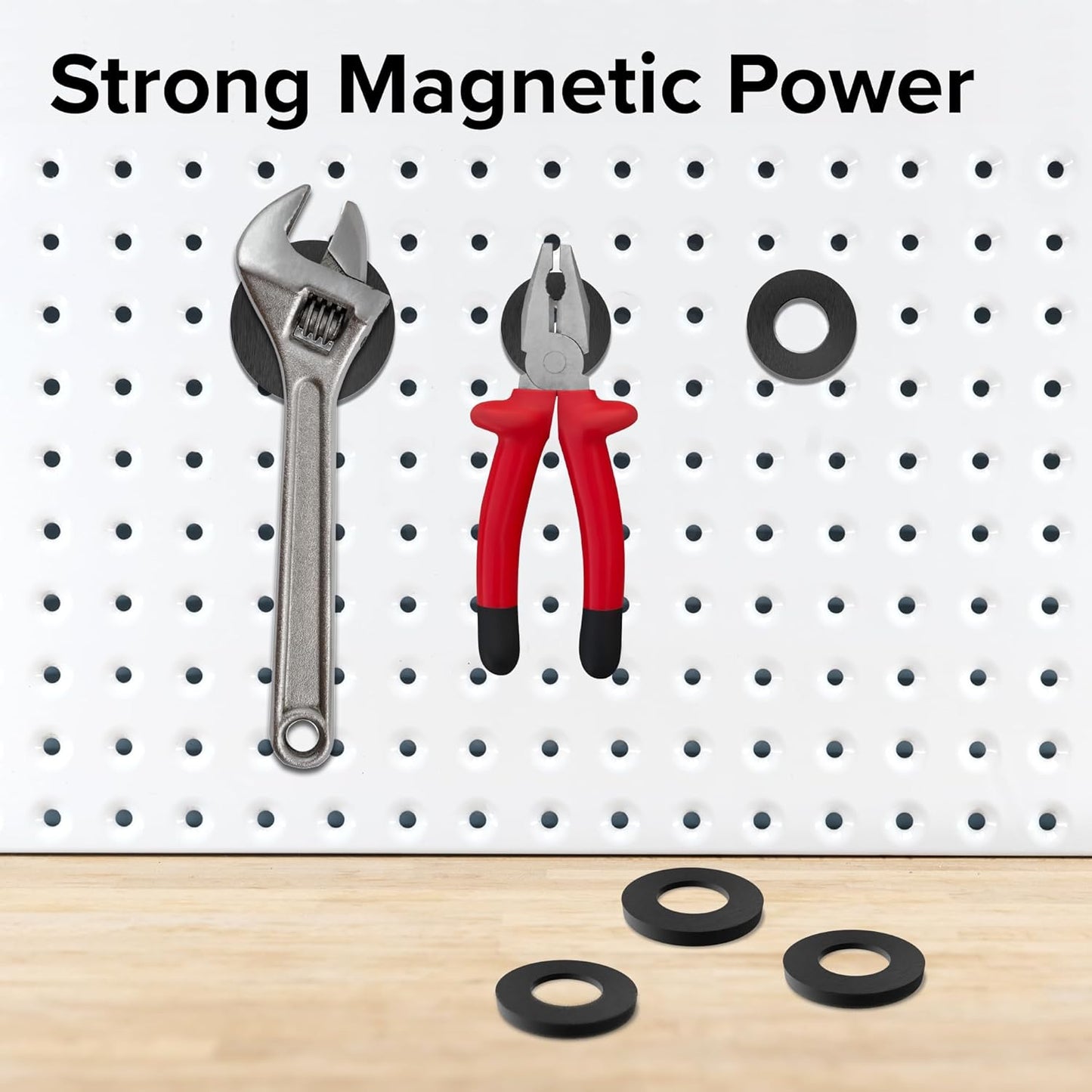 Heavy Duty Ring Magnets - Ultra Strong 1.75 Inch (44 mm) Magnets with Holes for DIY & Crafts - Space Organization Set for Home, Kitchen, Workshop (2 pcs)