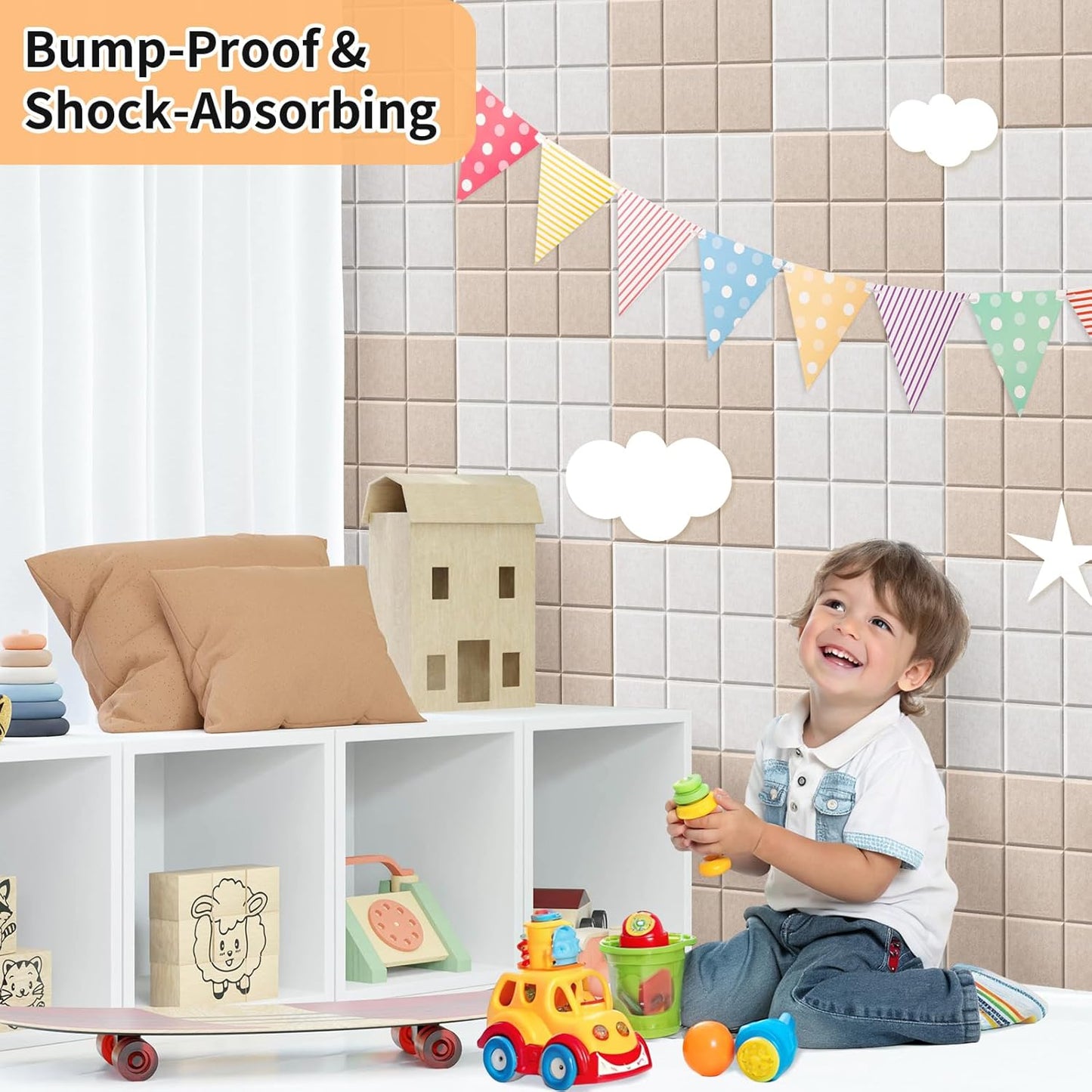 Smarpau Large Cork Board 12 Pack, Black Bulletin Board for Walls 48"x36", Pin Board with 35 Pushpins 50 Removable Security Stickers, Cork Wall Tiles for Home School Decor