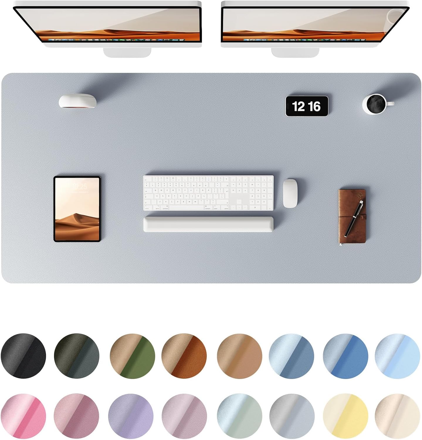 YSAGi Leather Desk Protector, Office Mat, Large Mouse Mat, Non-Slip PU Leather Blotter, Laptop Desk, Waterproof Writing Pad for Office and Home (Light Grey, 47.2" x 23.6")