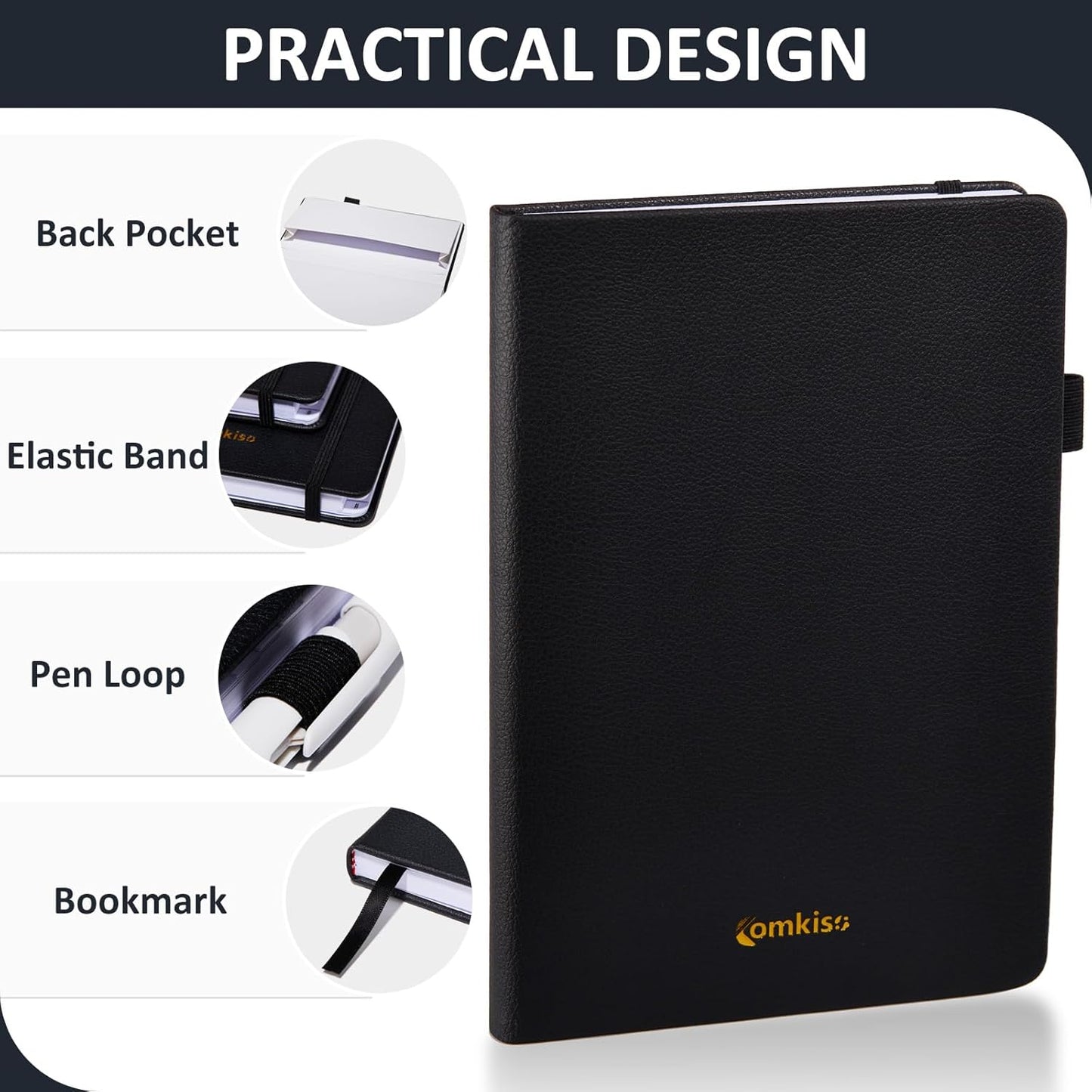 Password Book with Individual Alphabetical Tabs Laminated, Large Print Password Keeper Book for Seniors, A5 Hardcover Internet Password Log Book to Record Website Login Details - Black