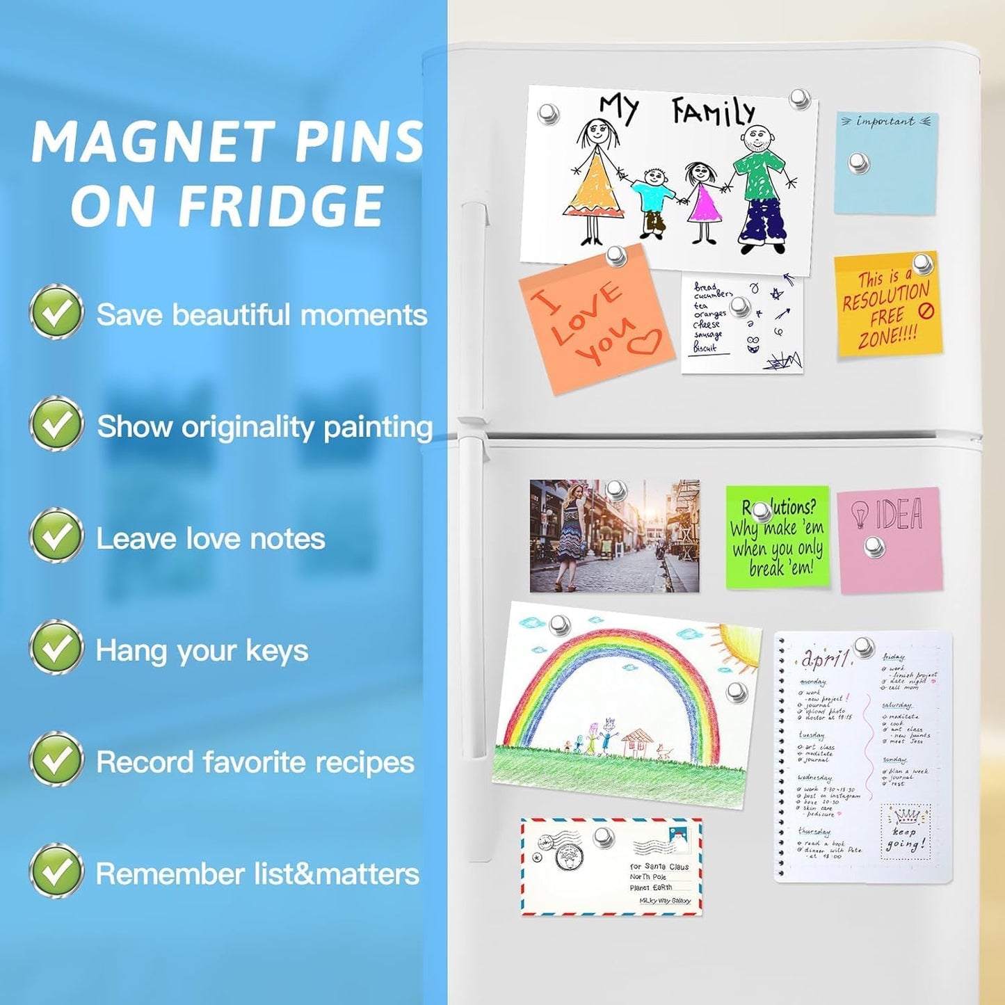 50Pack Magnets for Whiteboard,Strong Silver Refrigerator Magnets,Fridge Magnet,Map Magnets,Small Push Pin Magnet for Whiteboard,Fridge,Office,Classroom