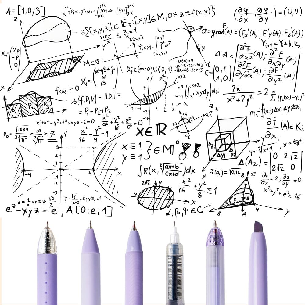 6 Count Pastel Gel Ink Pen Set,Cute Note Taking 0.5mm Fine Point Retractable 5 Count Black Ink Pens with 1 Count Highlighter for Writing, Journaling, School, Office (Purple)