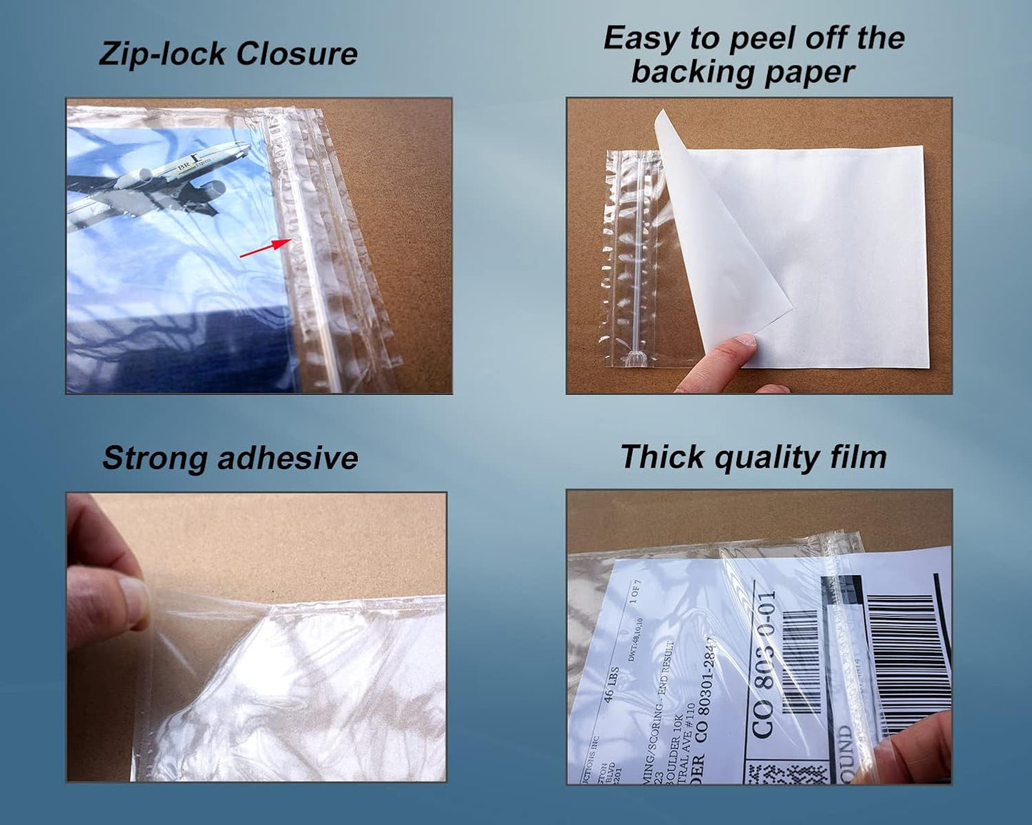 BEUYI Premium 5'' x 7.5'' Resealable Adhesive Shipping Label/documents Pouches (50 Pack)