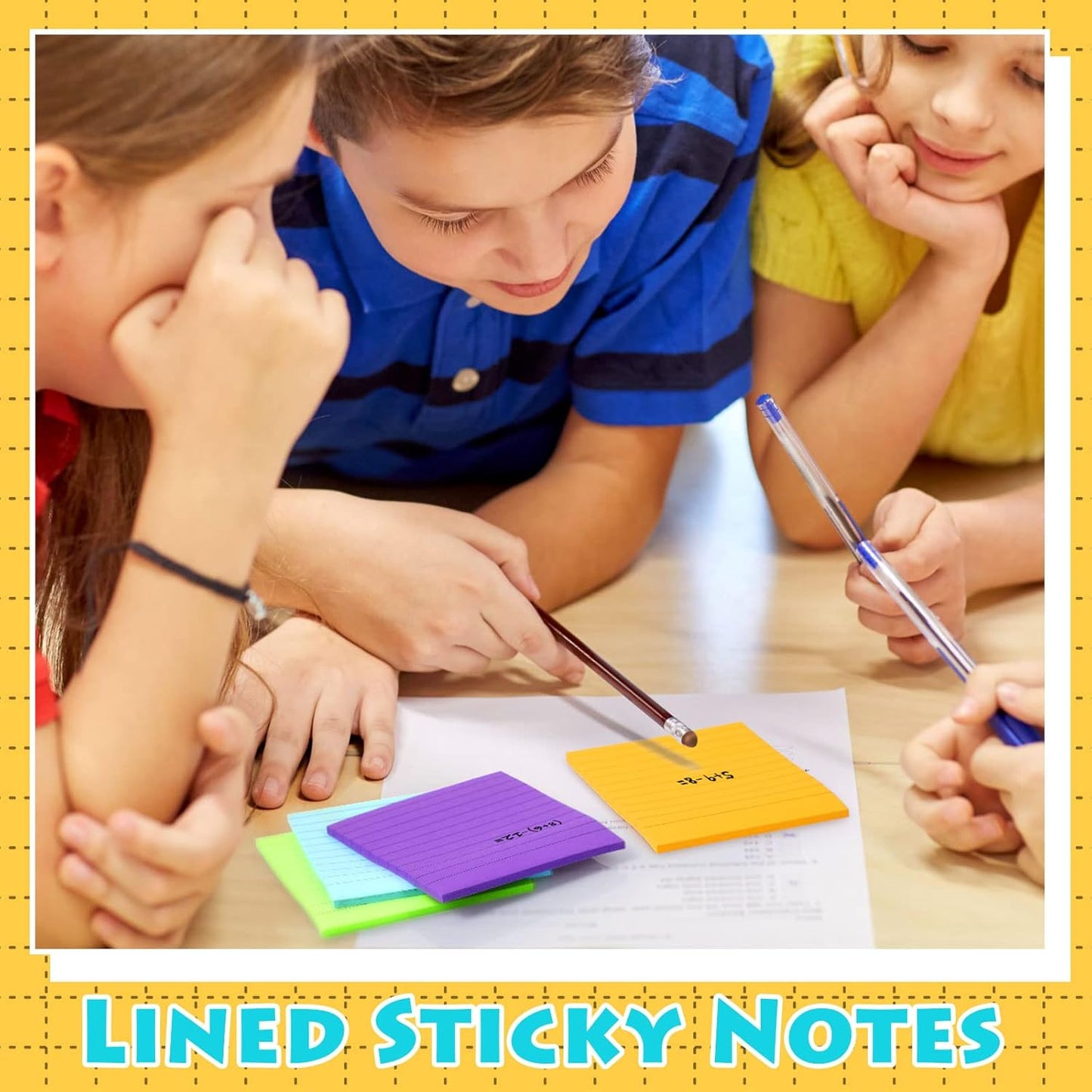 Yexiya 64 Pcs Lined Sticky Notes Self Stick Notes with Lines Bright Assorted Colors Sticky Pad for Home Office Products Post Memos, 1920 Sheets(4 x 4 Inch,Chic Color)