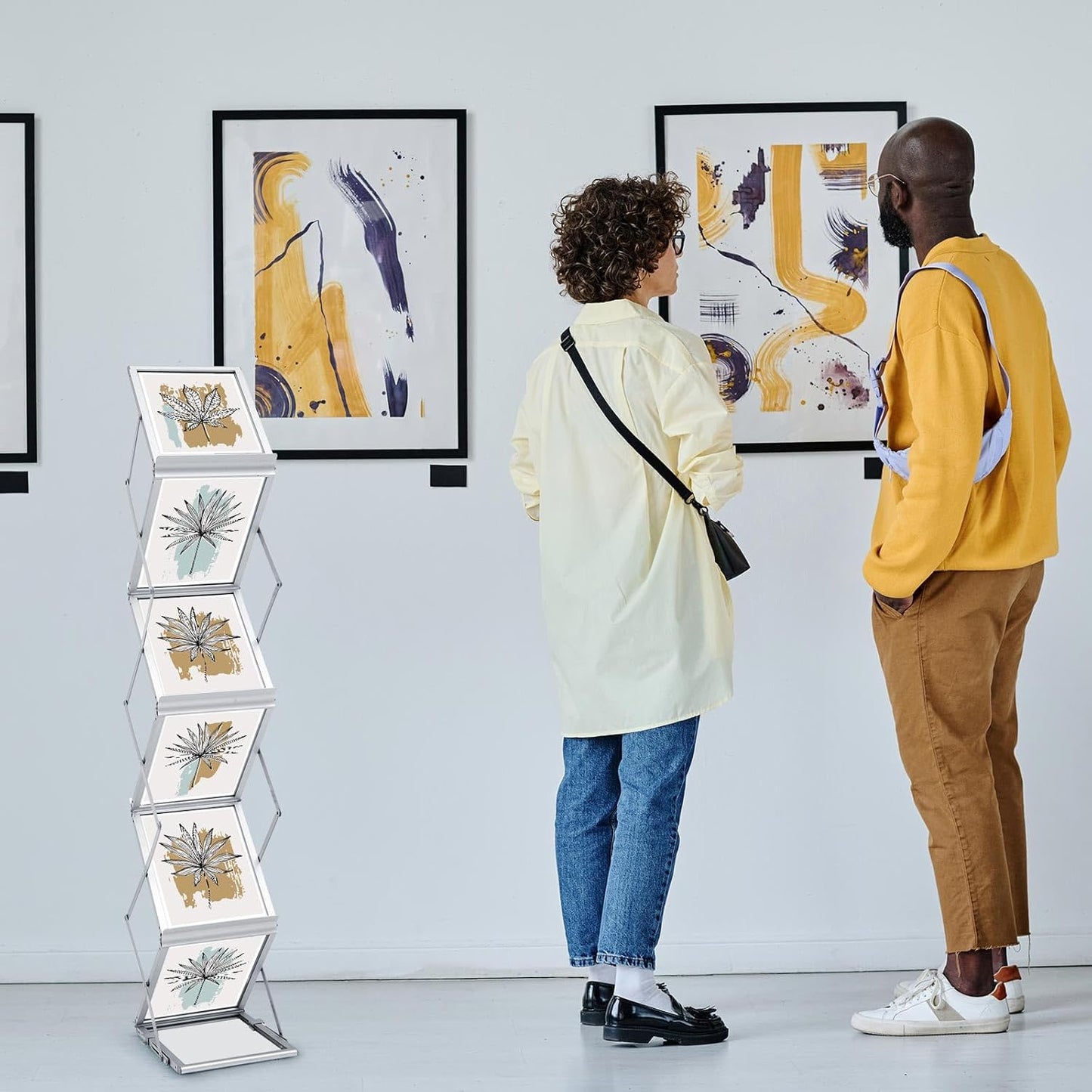 Tatuo Foldable Magazine Rack Metal Catalog Literature Rack Portable 6 Pockets with Carrying Bag Aluminum Brochure Stand Display Holder Stand for Exhibition Trade Show Office Retail Store