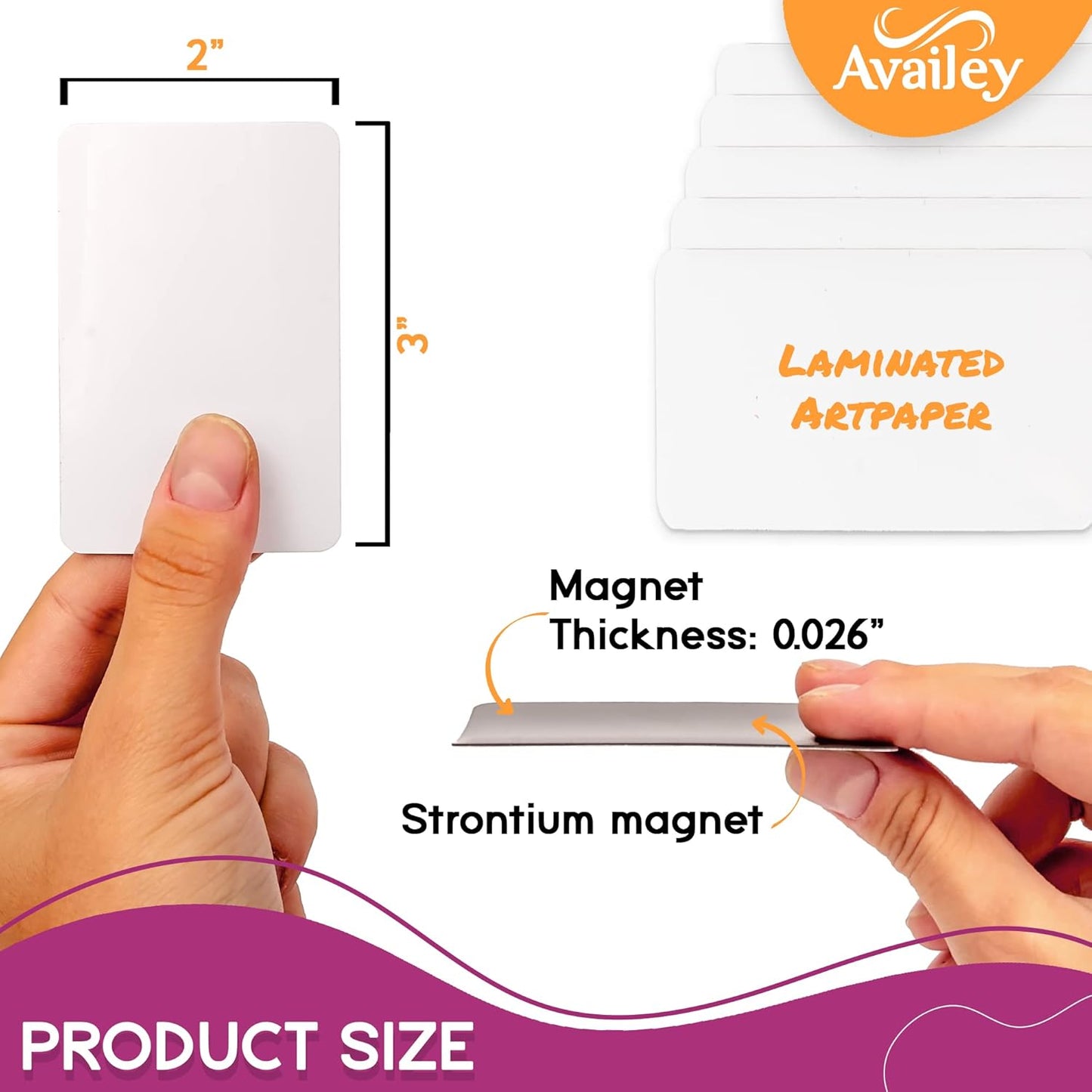 Availey 40 Pieces (3 x 2") - White Magnetic Dry Erase Labels - Reusable Strips for Classroom Home Office Garage - Refrigerator Blank Writable Erasable Cards - Name Tags Students Locker Shelf