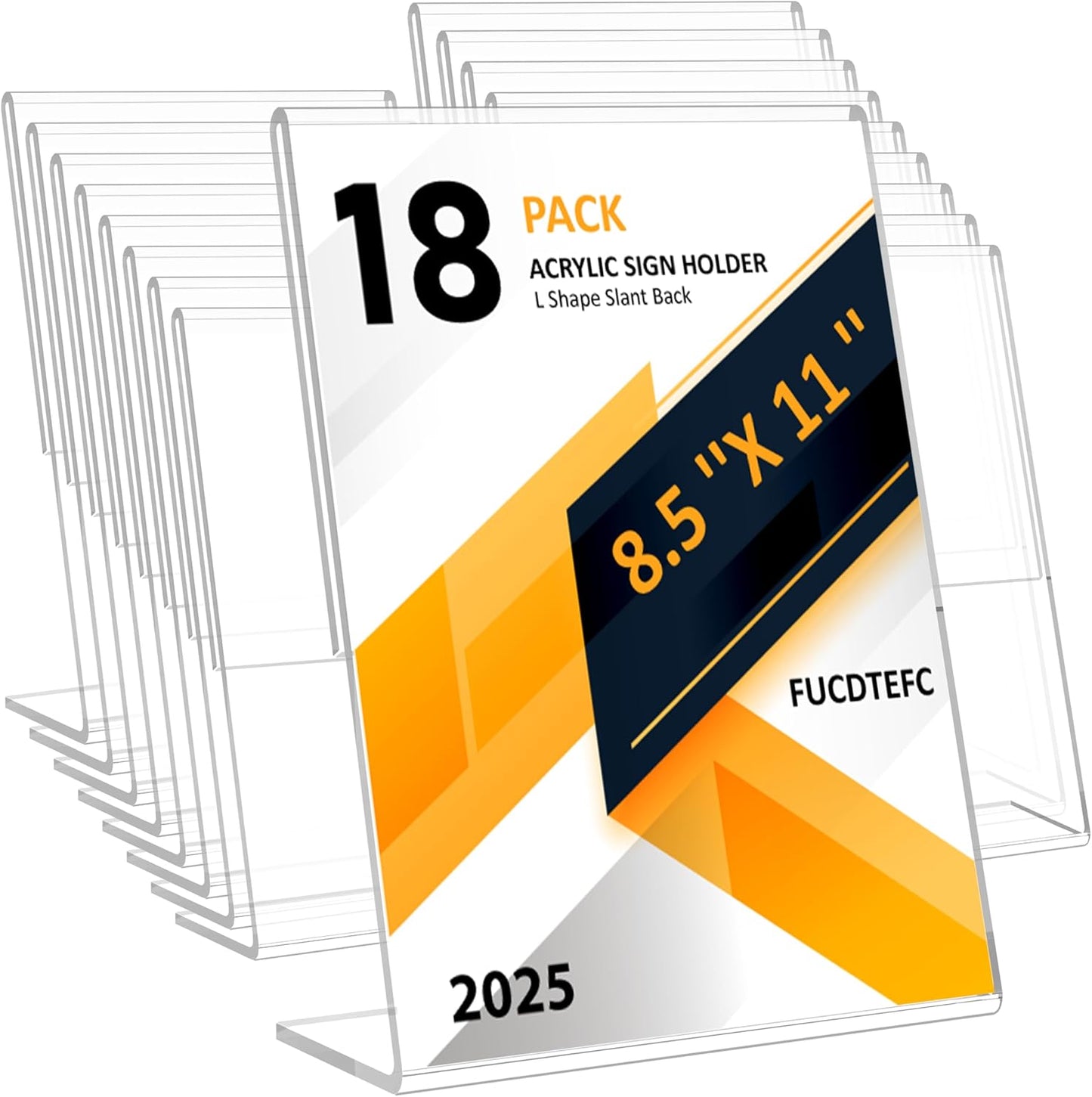 Acrylic Sign Holder 8.5x11 Inches 18 Pack, L Shape Clear Plastic Display Stand, Table Sign Holder Menu Flyer Paper Sign Holders 8.5x11 for Restaurants, School, Office, Store