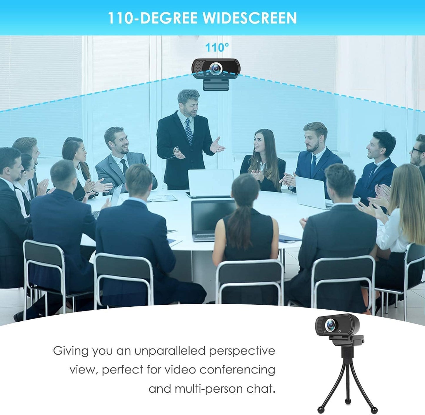 Full HD 1080P Webcam with Privacy Shutter and Tripod, Pro Streaming Web Camera with Microphone, Widescreen USB Computer Camera for Laptop Desktop