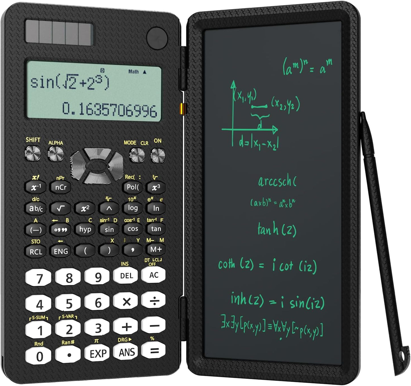 Scientific Calculator for Students, 82MS Foldable Science Calculator with Notepad Solar Energy Science Calculators for Middle and High School Supplies (82MS Black)